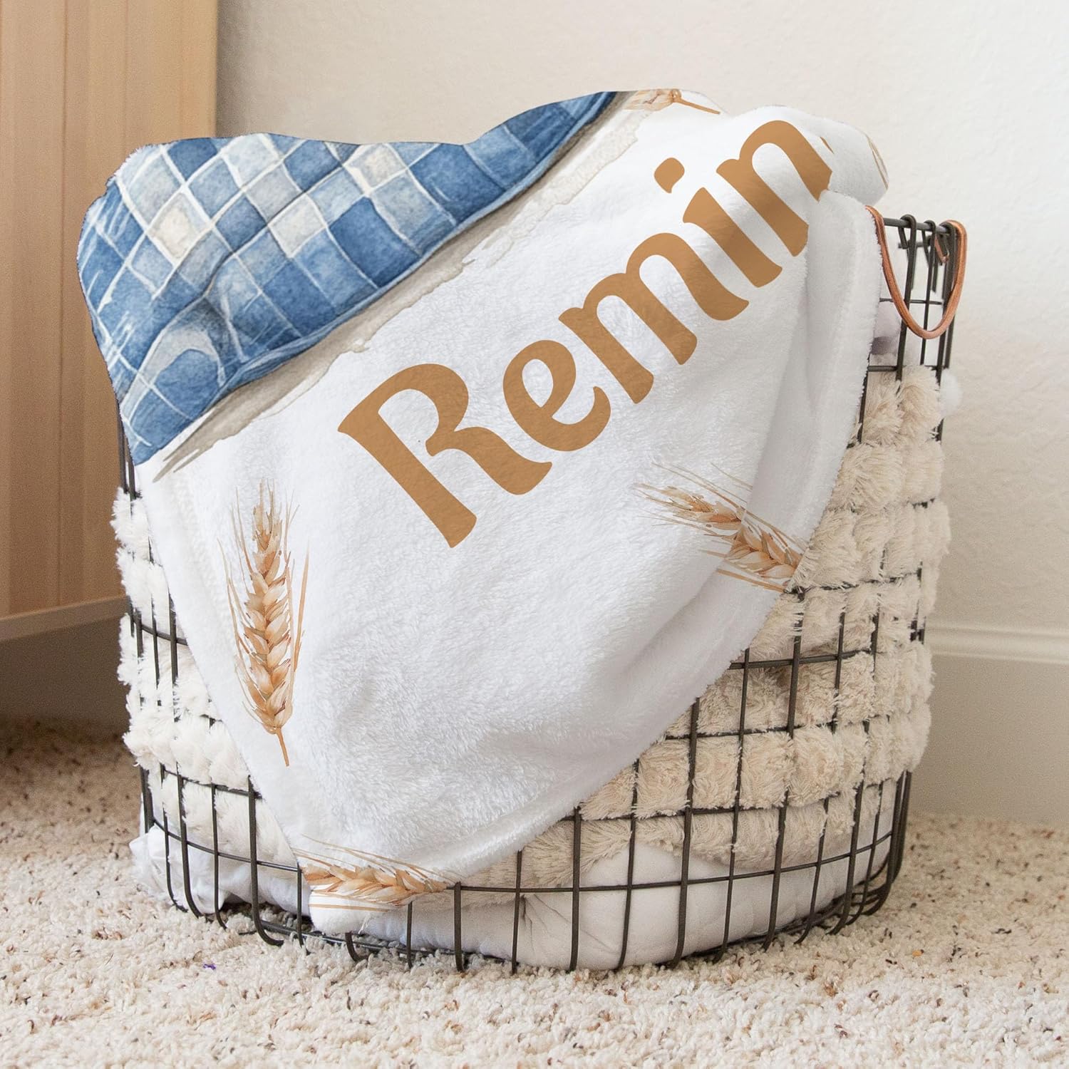 Baby Highland Cow Personalized Baby Boy Name Blanket (50 x 60 Toddler/Kids)