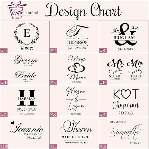 Miniatura 3 de Gifts Inscribed Juego de 2 copas de champán personalizadas sin tallo, copas de champán grabadas Mr & Mrs - Regalo de cristalería personalizado para