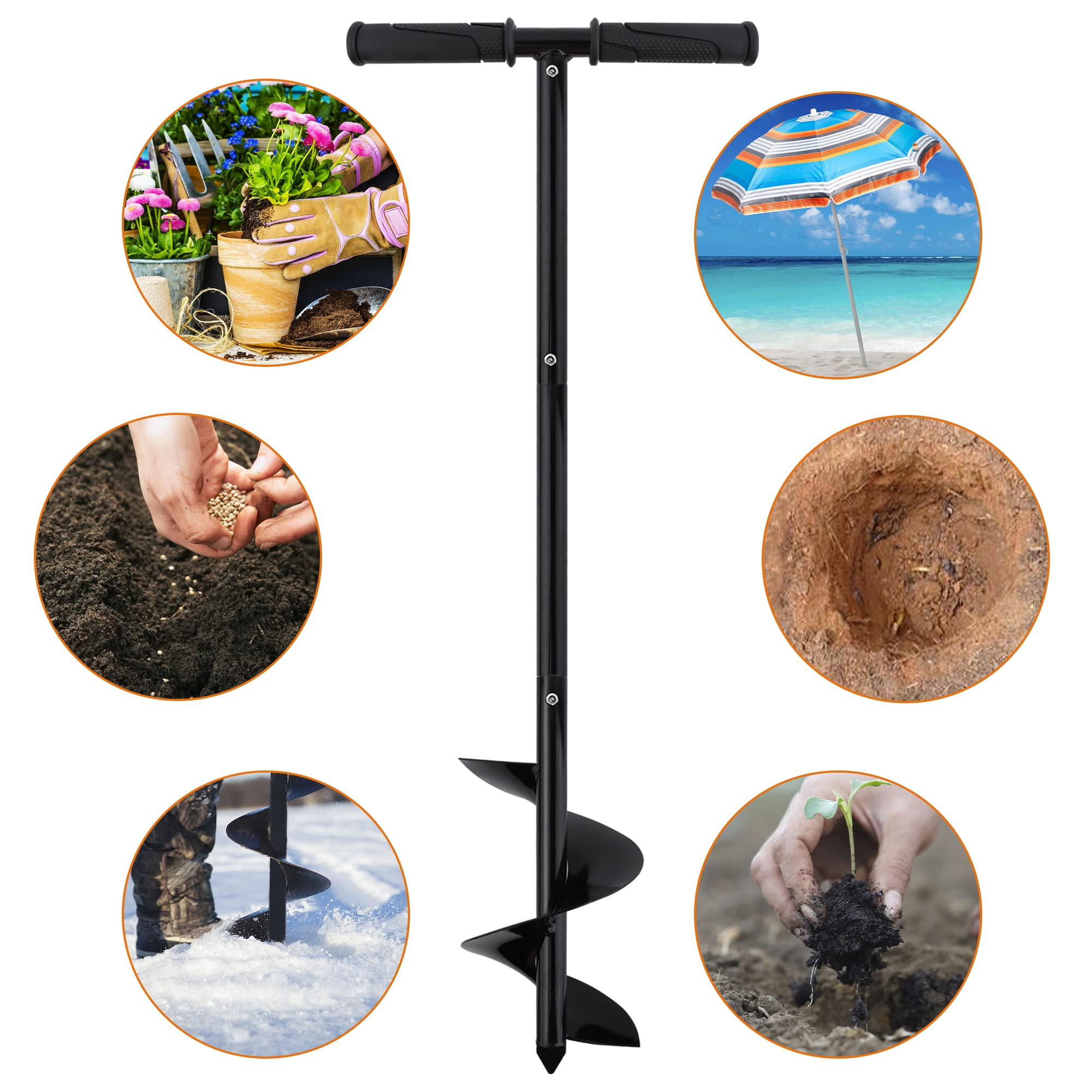 Juego de brocas de barrena de jardín, broca de barrena de tierra de Ø150 mm con mango antideslizante Barrena de jardín en espiral Taladro de poste de valla de jardinera rápida (15 x 85 cm)