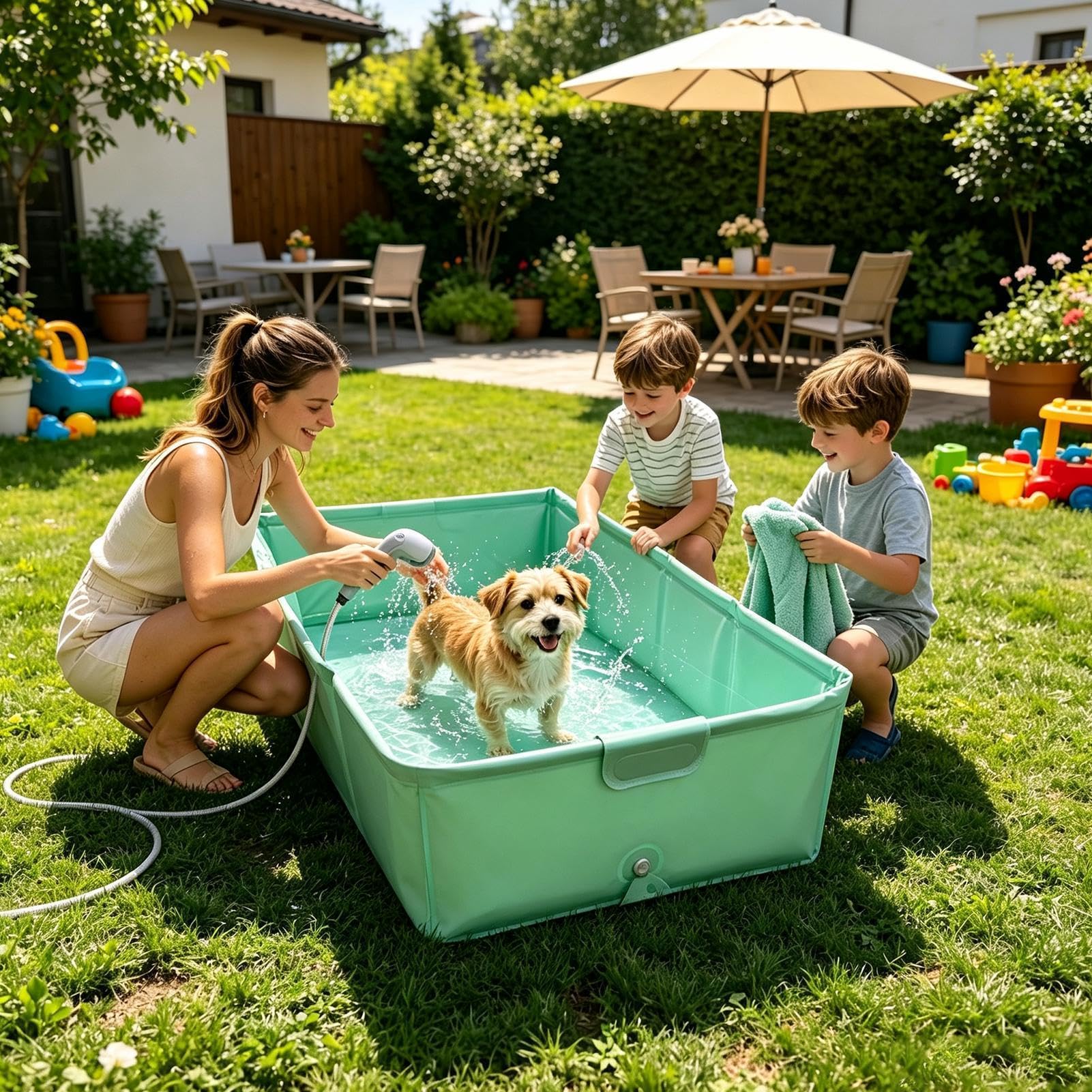 Piscina Pieghevole Cani Vasca Gatti Pieghevole e Antiscivolo | 80 x 40 x 20 cm Vasche per Cani per il Bagnetto Adatta A Gatti Spazio Giochi Esterno Giardino Cortile Casa