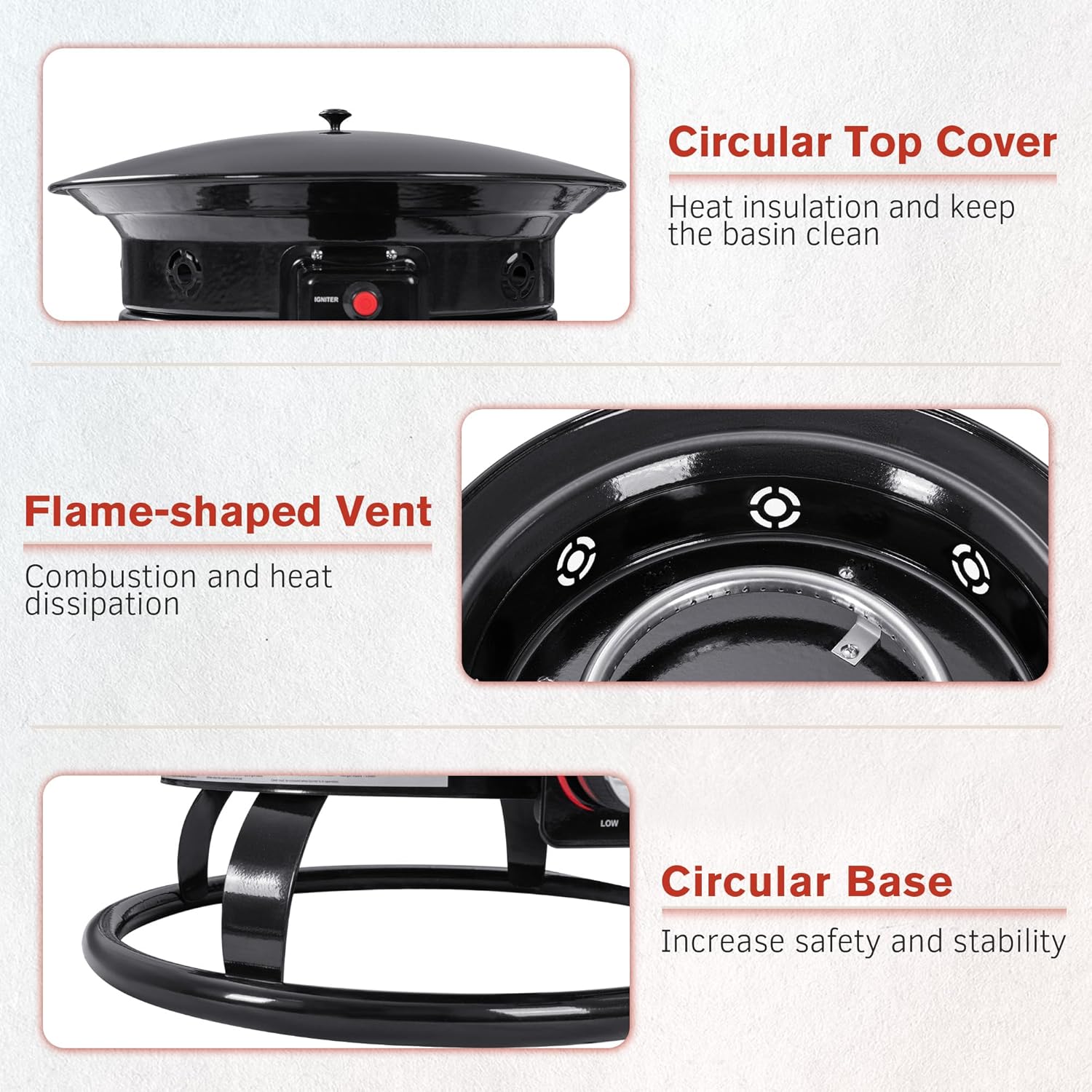 Devoko 19 Inch Smokeless Propane Fire Pit 53000 BTU Portable for Outside,Backyard, RV Camping and Beach Party
