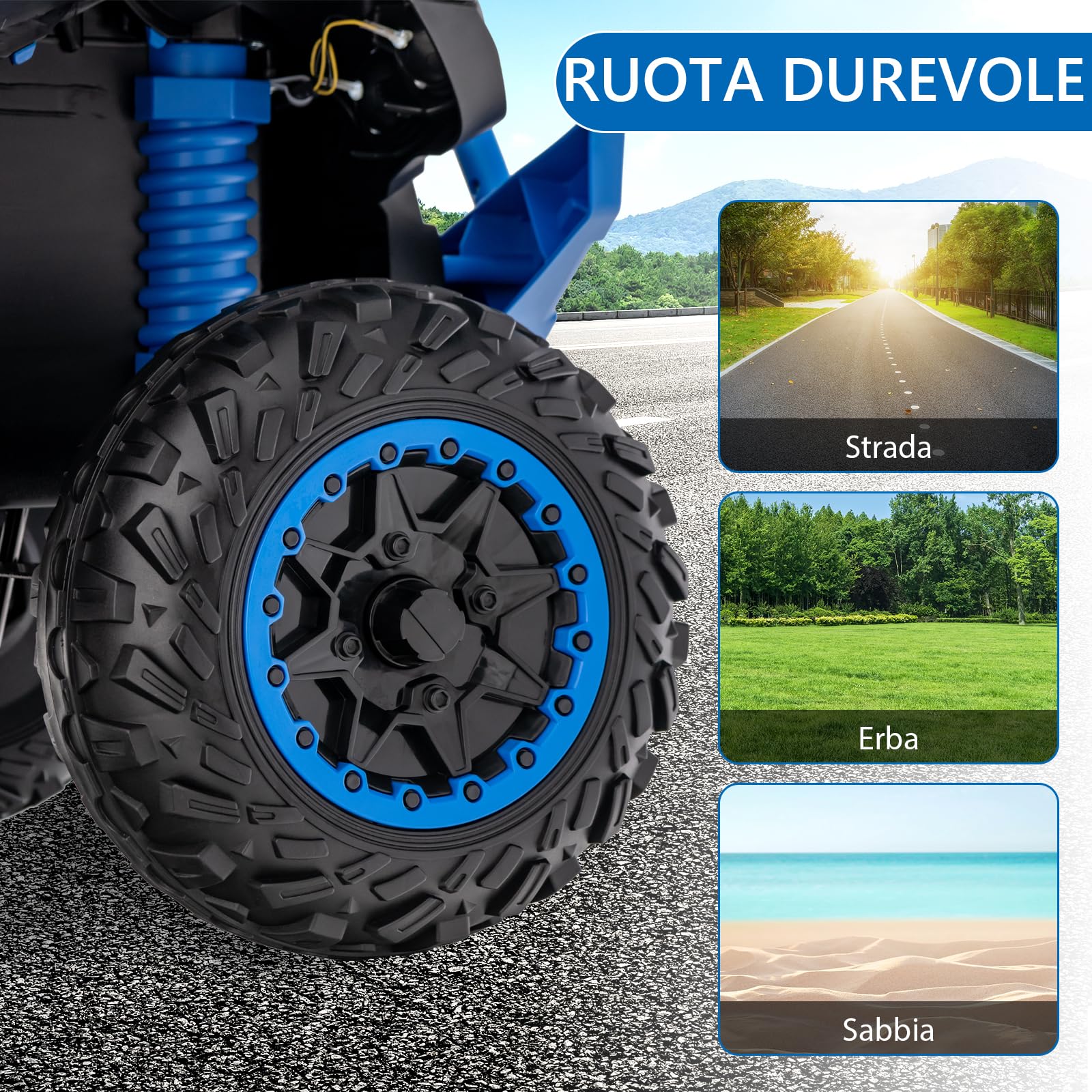 RELAX4LIFE Quad Elettrico per Bambini 3-8 Anni con Velocità Regolabile, Auto a Batteria Multifunzione 12V con Anteriore e Posteriore, Luci a LED, Musica, Pedale, Clacson, Carica 35KG (BLU)