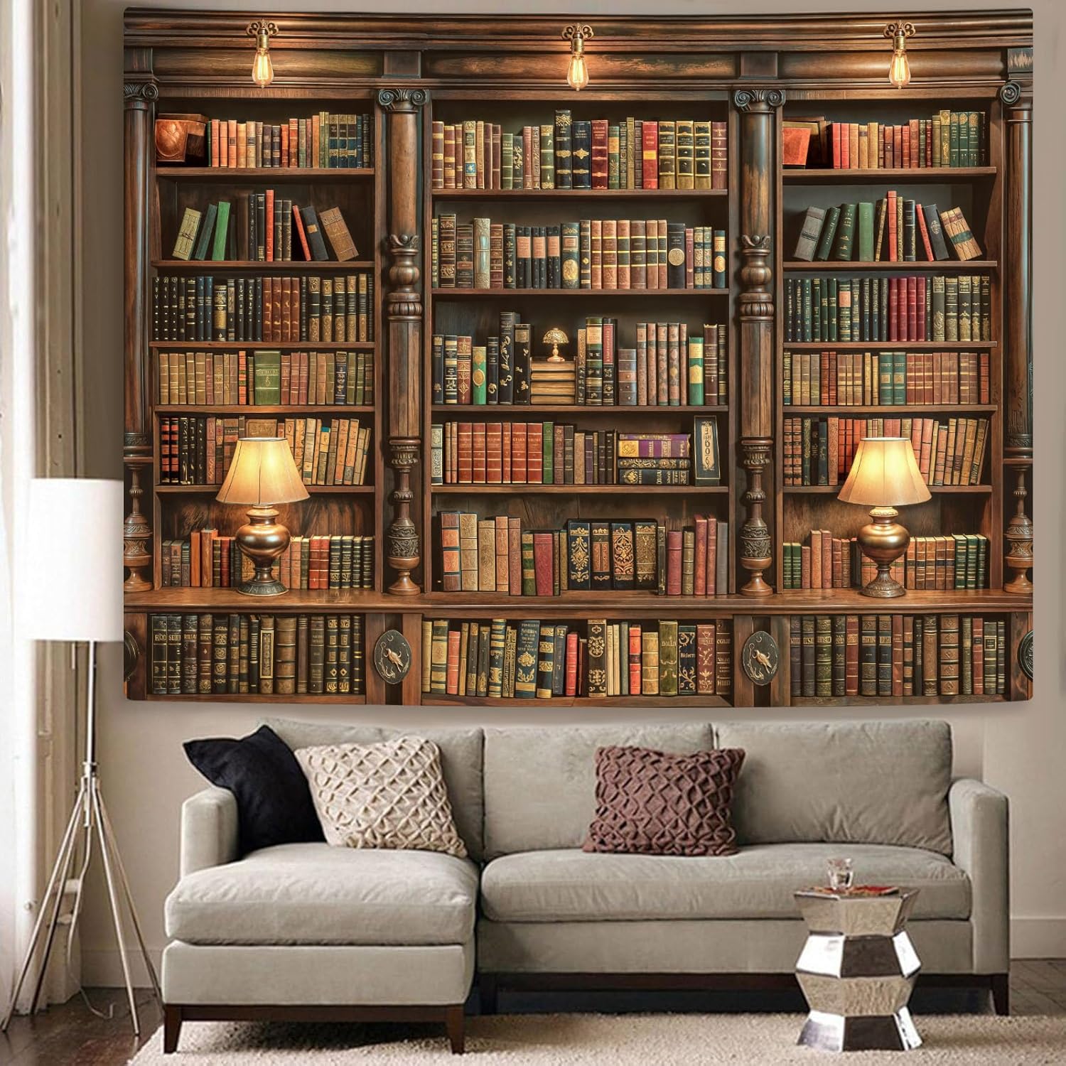 Spenlife Bookshelf Tapestry Wall Hanging Vintage Library Wall Tapestry, Old Books on Shelf Classical Study Room Student Study College Dorm Bedroom Living Room 60×80 Inches