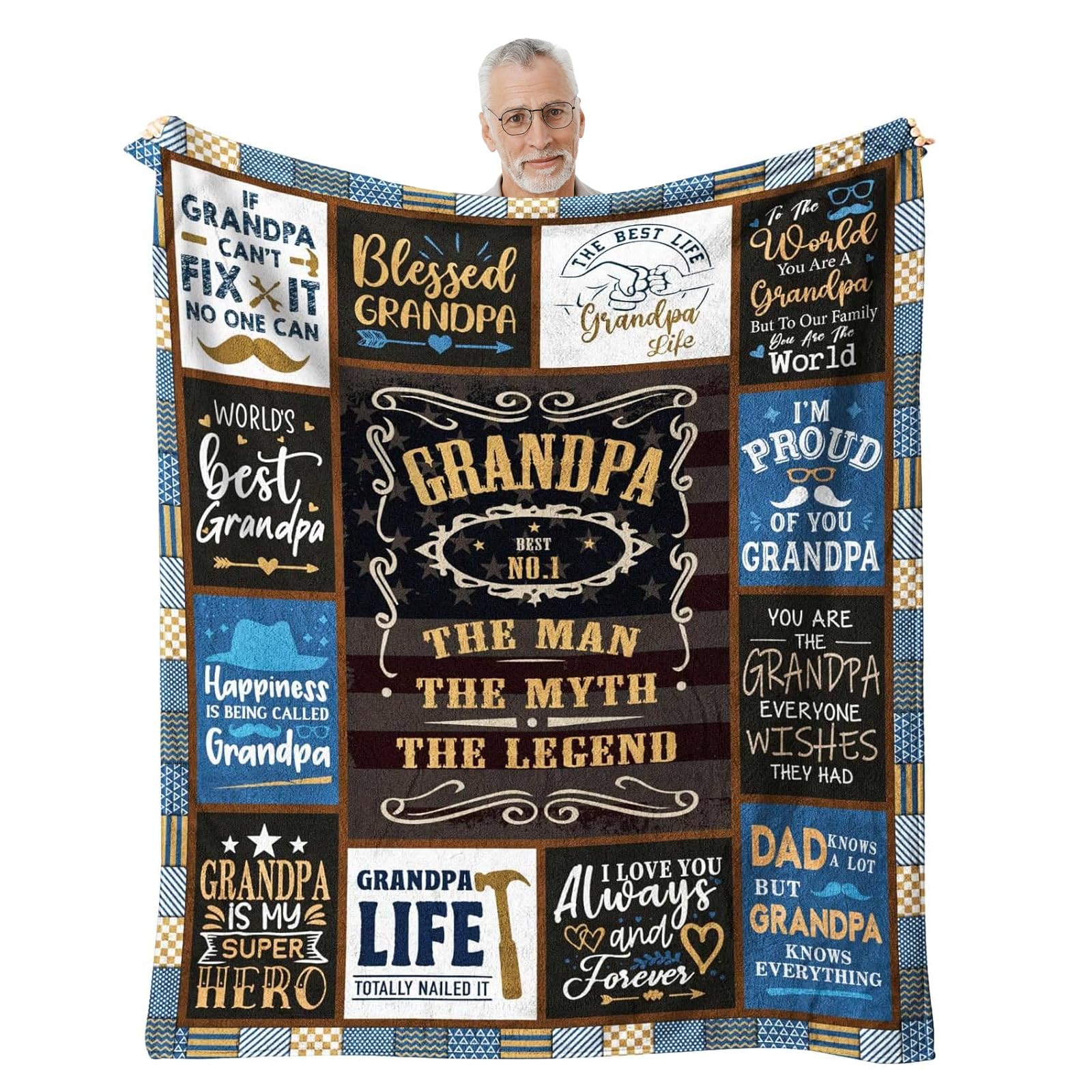 Simdao Grandad Birthday Gifts, Flannel Blanket 50"X60", Best Gift, S Gifts From Grandchildren, Presents For Grandpa