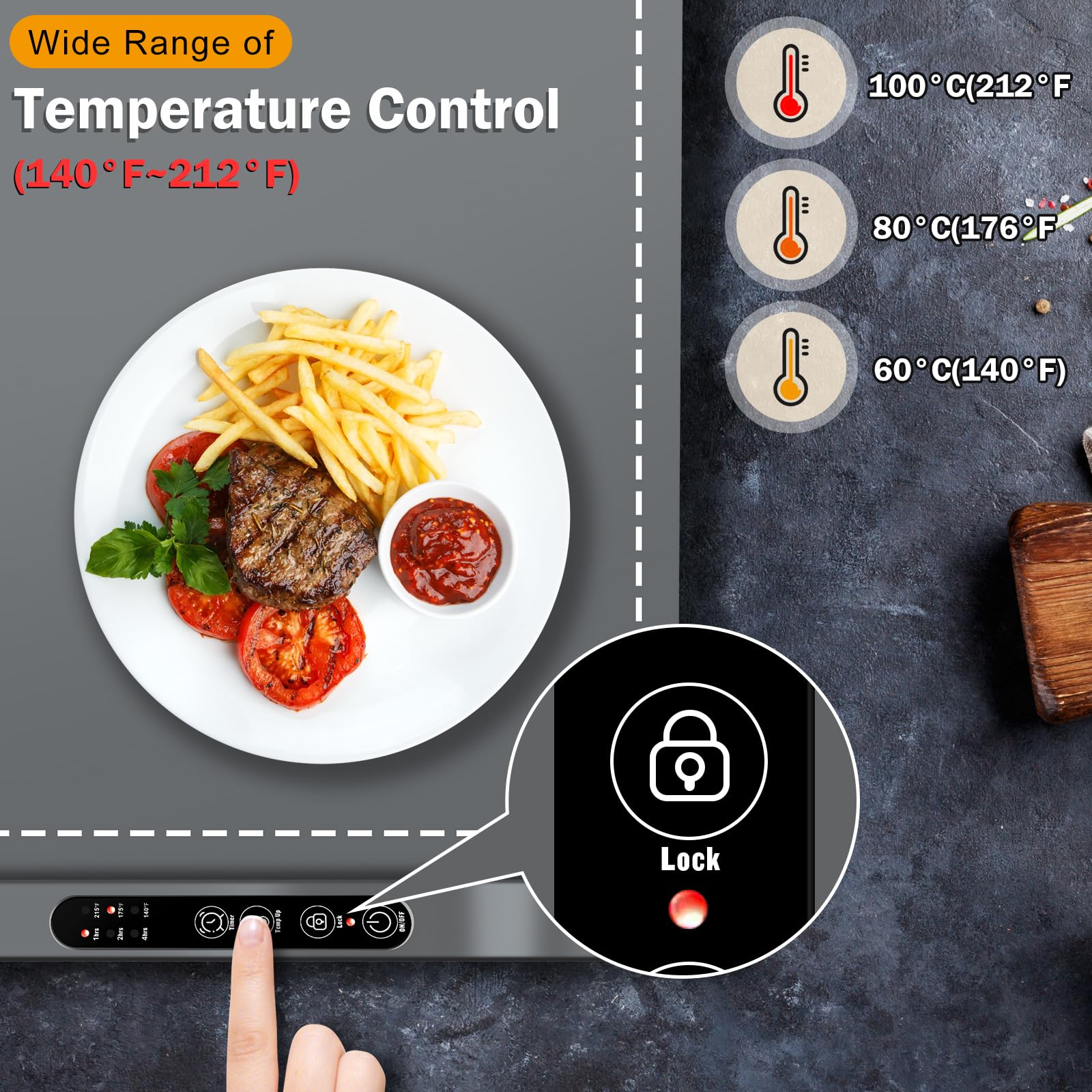 Food Warming Mat - Portable Party Buffet Electric Warming Tray, Foldable Food Warmer, Timed Off, Temperature Adjustable, Suitable for Daily, Outdoor, Party