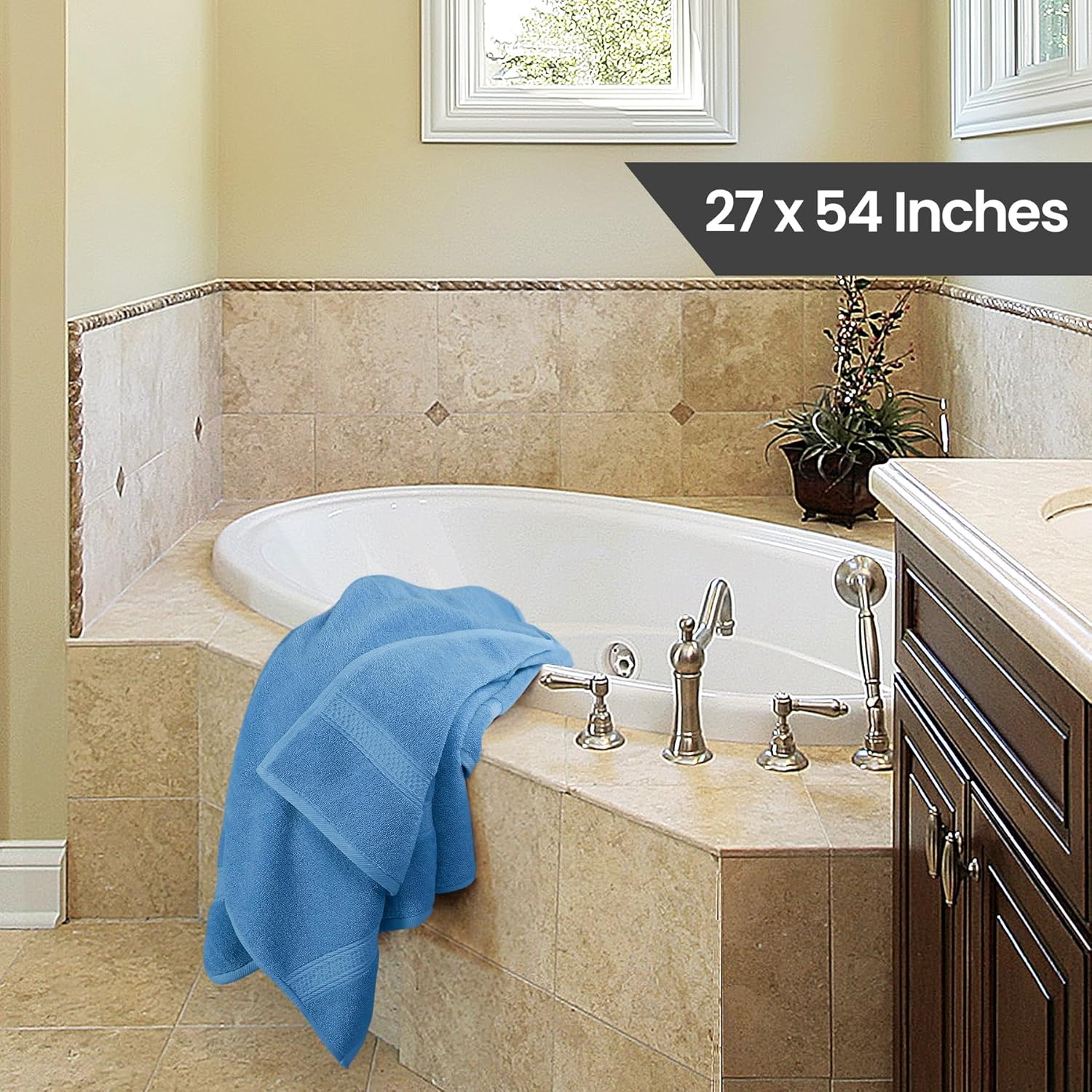 Utopia Towels 4 Pack Premium Bath Towels Set, 27 by 54 Inches, 100% Ring Spun Cotton 600GSM, Lightweight and Highly Absorbent Quick Drying Towels, Perfect for Daily Use, Electric Blue - Image 2