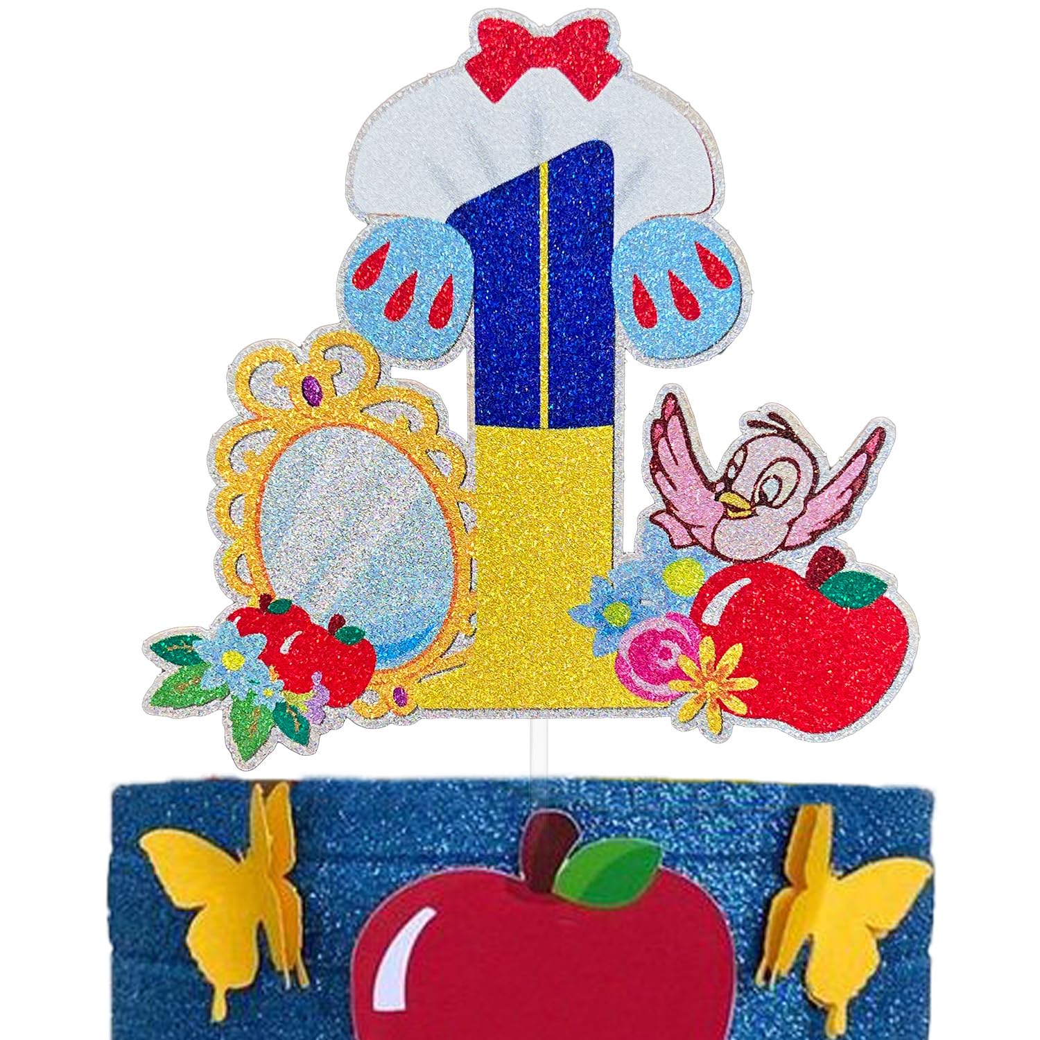DoraDream Snow White One Cake Topper, 1st Birthday, Fairest One of All Party Supplies, Fairytale Princess Cake Smash, Baby Shower Decoration for Girls