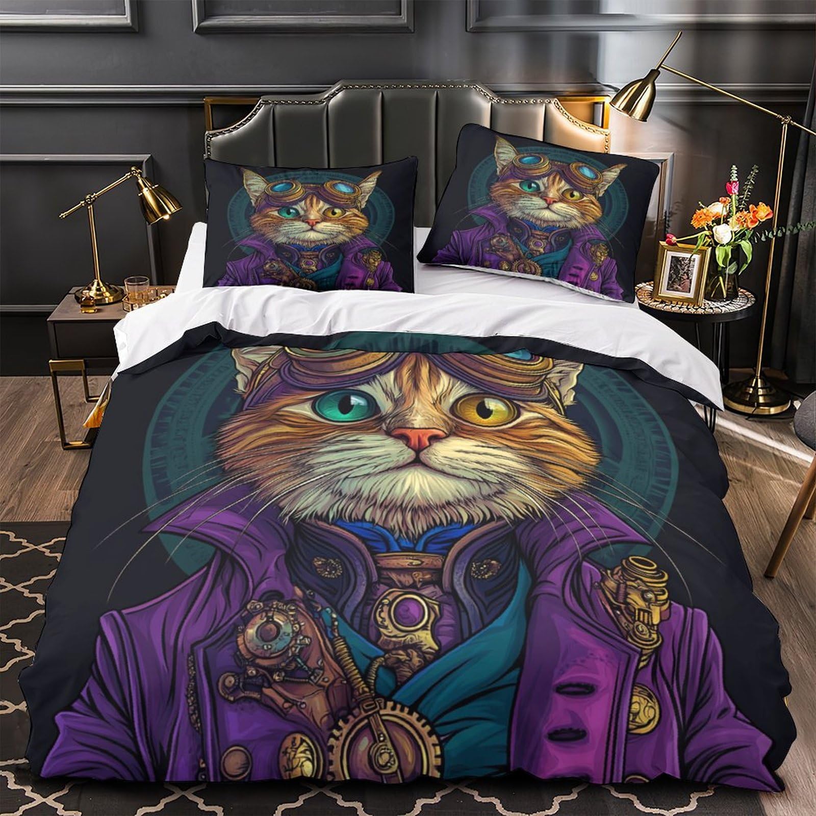 Housse de couette chat entretien facile pour un nettoyage rapide sans repassage