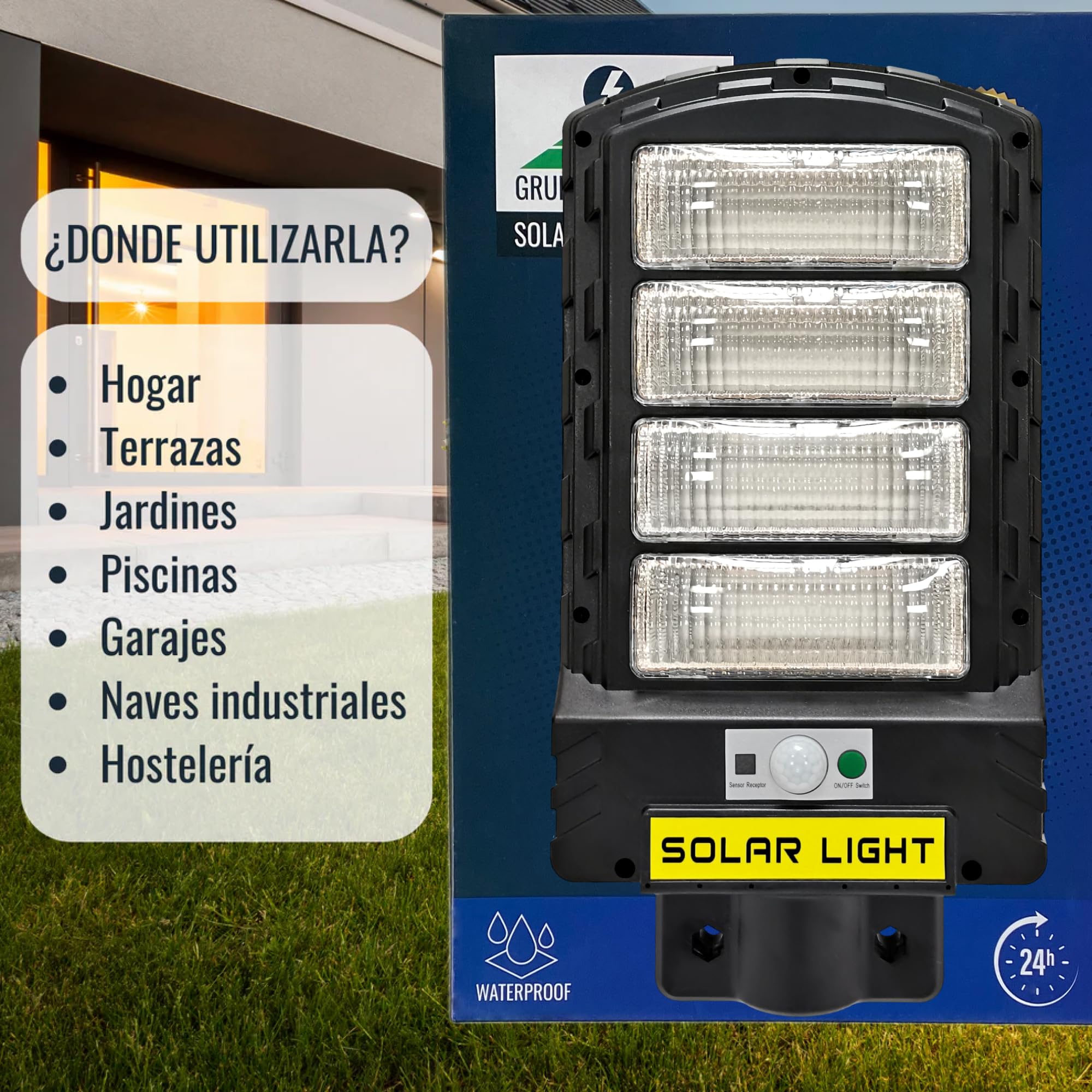 Farola Solar Exterior LED 300W | Lampara Solar Exterior Jardin | Luz Solar Exterior | 6000 Lúmenes | 48H Autonomía | Mando a Distancia | IP65 Impermeable | SET de Montaje Incluido (4)