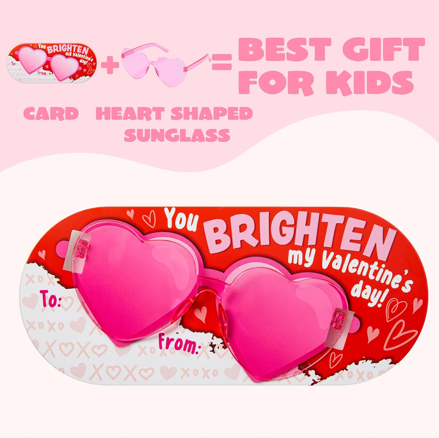 JOYIN 28 Packs Valentines Day Heart Shaped Sunglasses with Cards, Classroom Exchange Gift for Kids, Classroom Holiday Prizes, Stylish Eyewear in Vibrant Colors, Heart Shaped Glasses Party Favors