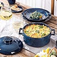 Vista 5 de Vicrays Casserole Dish with Lid - Ceramic Lasagna Pan Deep 2 Quart Round Baking Dishes Covered Bakeware for Oven Safe Serving Dish with Handles for