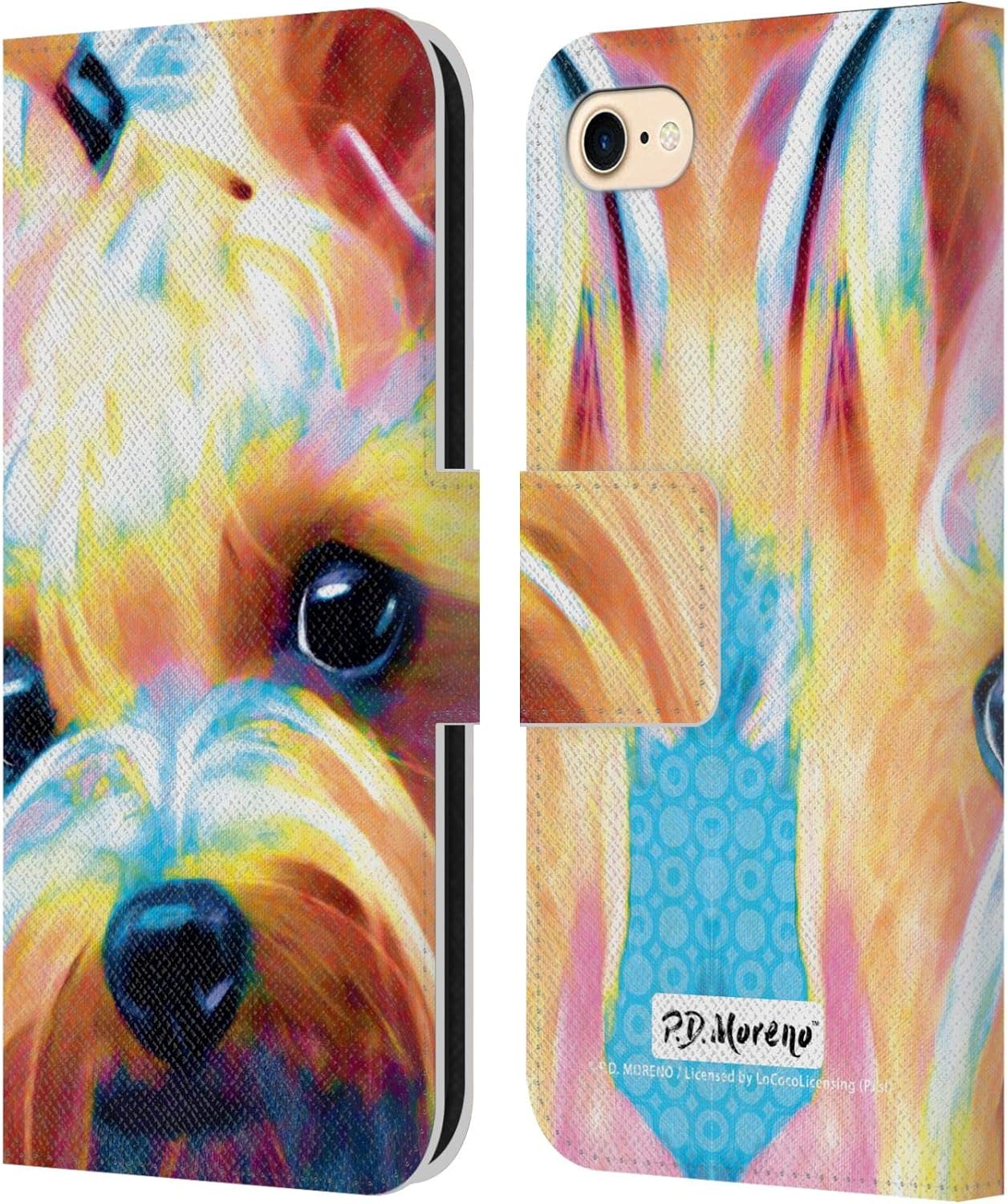 Head Case Designs Officially Licensed P.D. Moreno Puppy 3 Dogs Leather Wallet Case Compatible with Apple iPhone 7/8 / SE 2020 & 2022