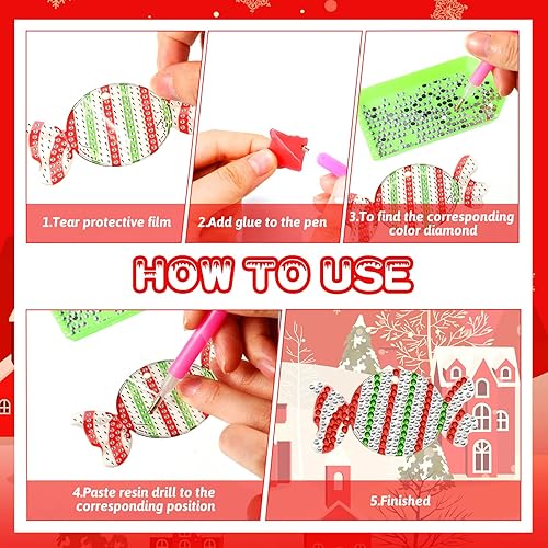 Miniatura 4 de 20 etiquetas de pintura de diamantes para el día de San Valentín, bricolaje, pintura de diamante, llavero colgante de árbol de Navidad, tarjetas de