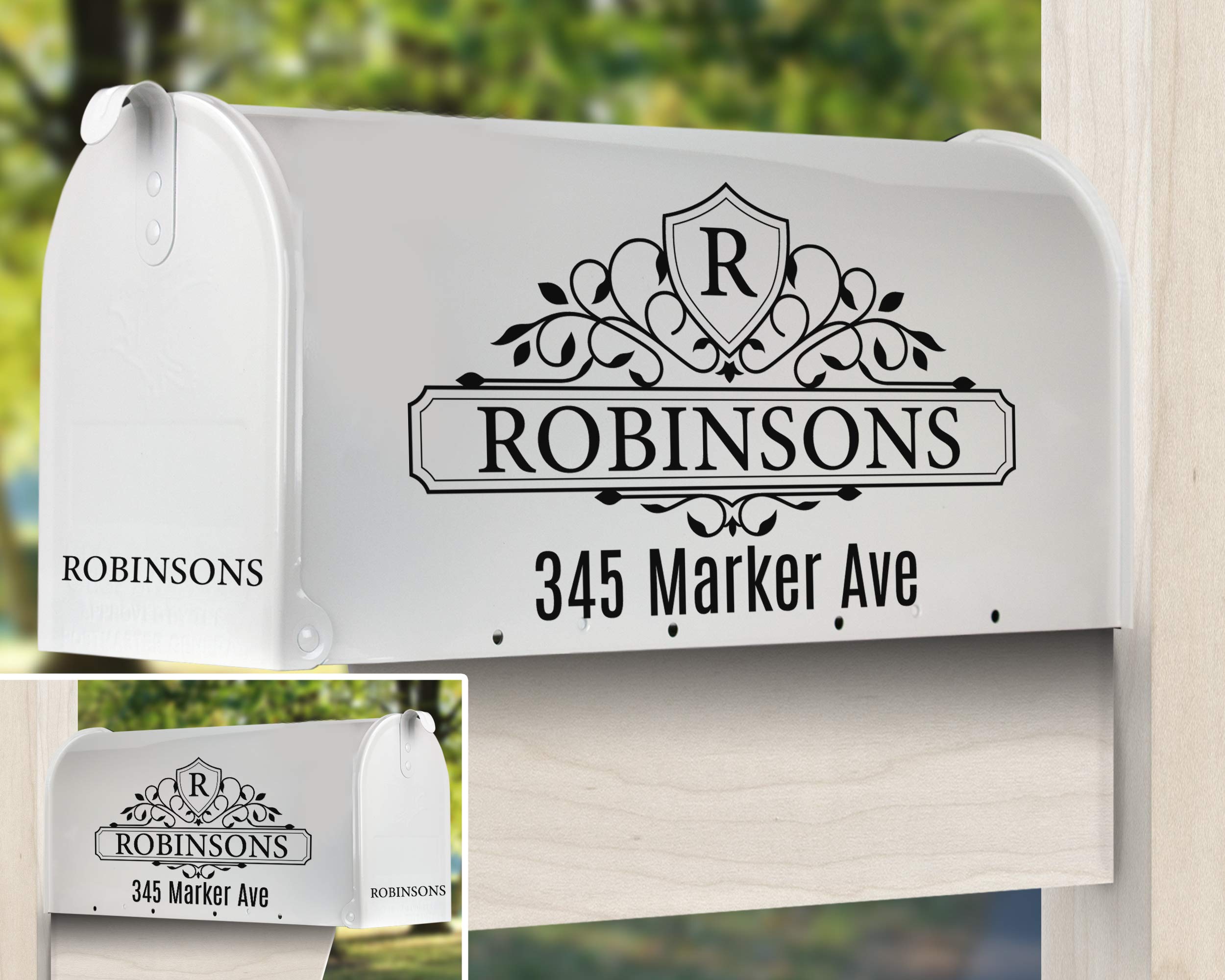 Set of 4 Name Decal for Mailbox, Personalized Mailbox Decal, Many colors for select, Waterproof Mailbox Decal, Family Name Decal for Door, Mailbox Numbers Sticker, Vinyl Decal, Customize Mailbox Decal, Farmhouse Mailbox Letter decals #13 by Cus2mize (Black)