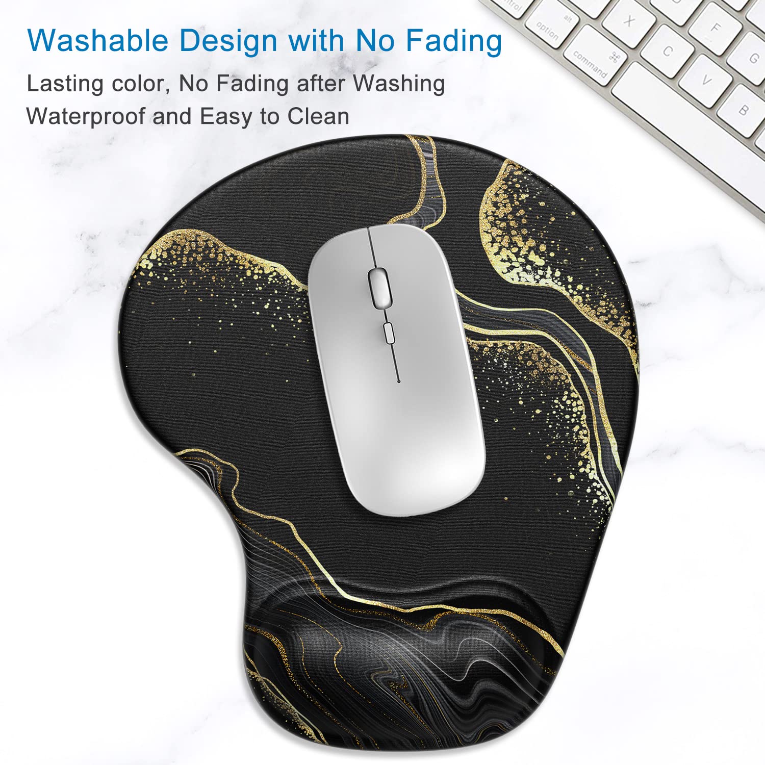 Tapis Souris Ergonomique Avec Repose-Poignet Gel - Antidérapant Confort Bureau | Noir Fleur