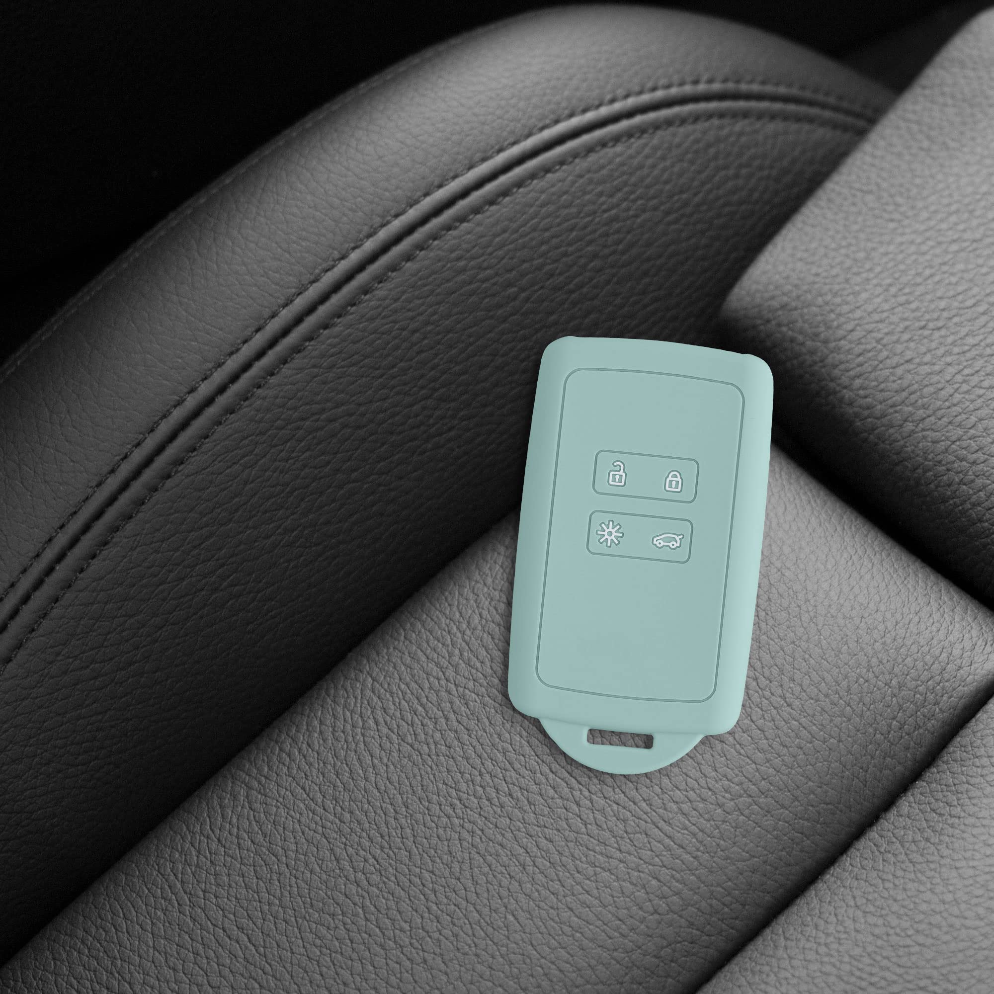 kwmobile Funda de Silicona Compatible con Renault Llave de Coche Smart Key - Carcasa Protectora para Llavero - Case Mando de Auto Menta — view 2