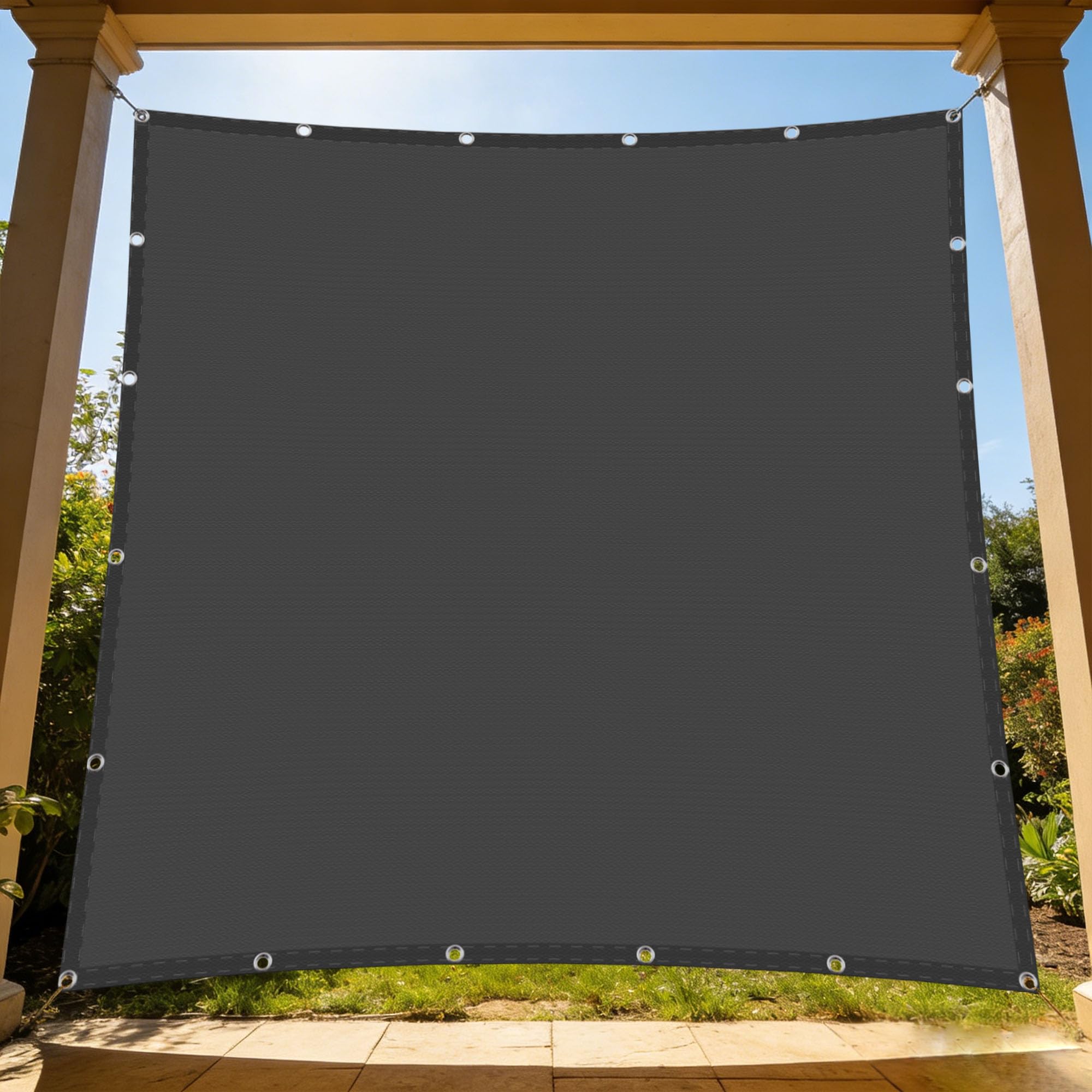 Voile d'ombrage résistant au vent 1.8x6.5m en toile tendue gris foncé