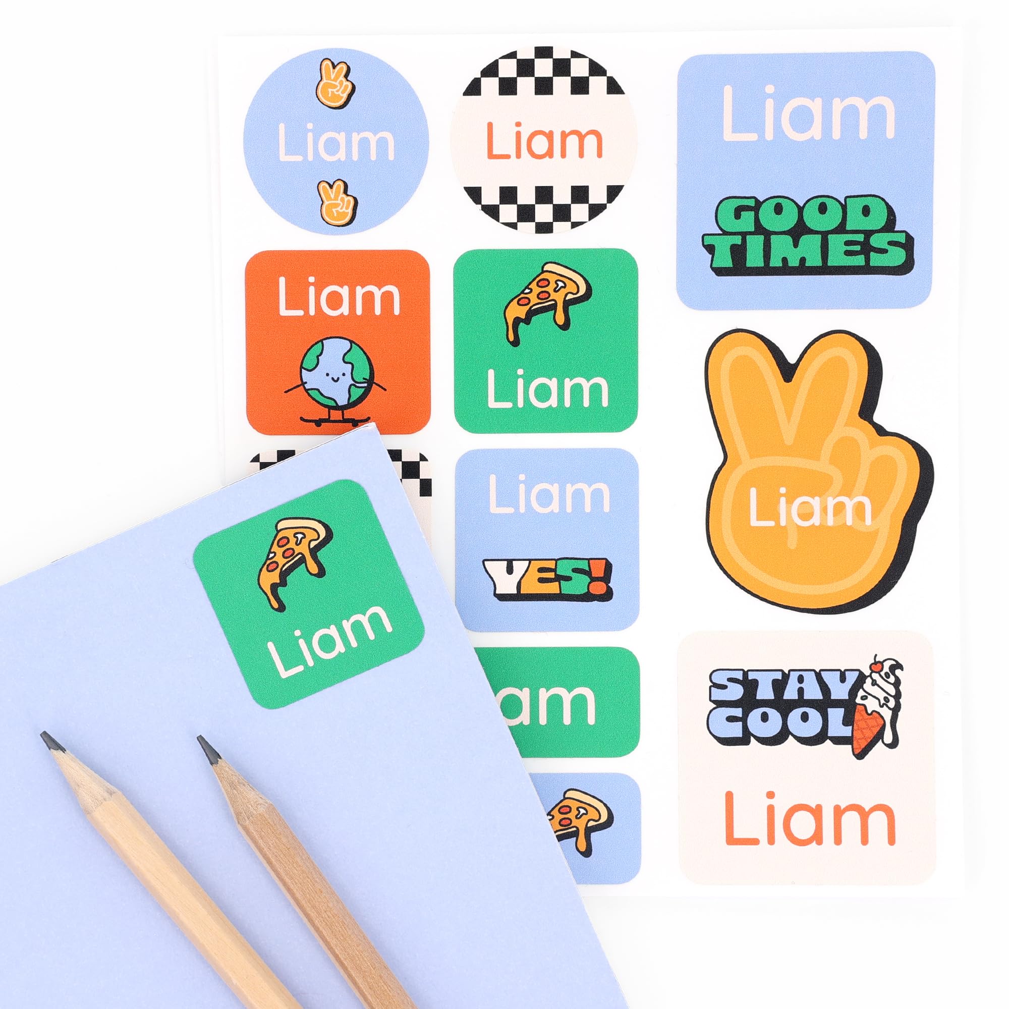 Name Labels for Kids (33) - Custom Stickers for Daycare, Camp and School - Durable, Waterproof Stickers for Water Bottles, Lunch Boxes, and More with