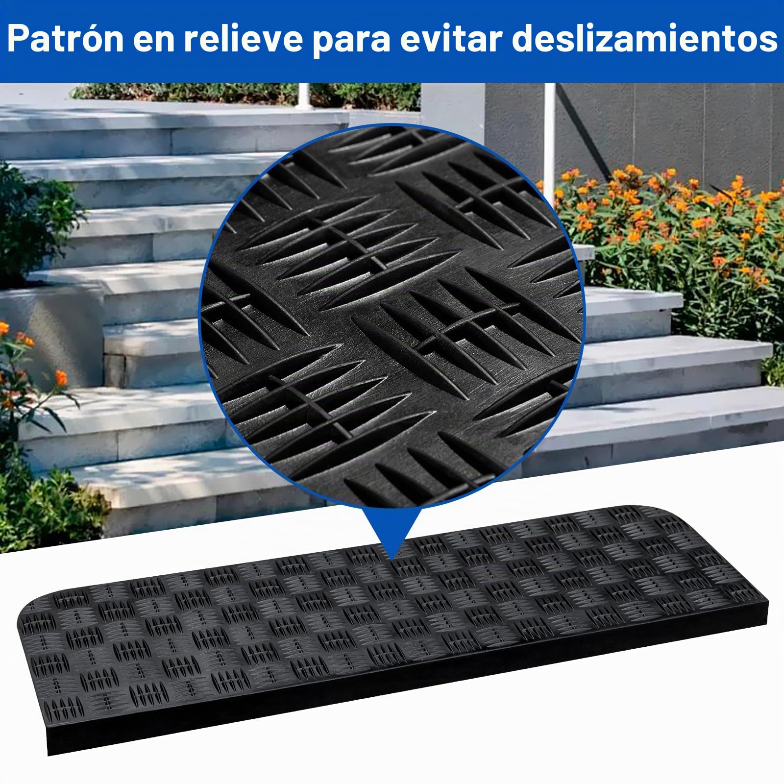 Spurtar Juego de 3 Cinta Caucho Sintético Antideslizante Escaleras Alfombrillas de Goma para Escaleras Antideslizantes, para Interiores y Exteriores Moqueta Adhesiva con Doble Cara,76 x 25 cm