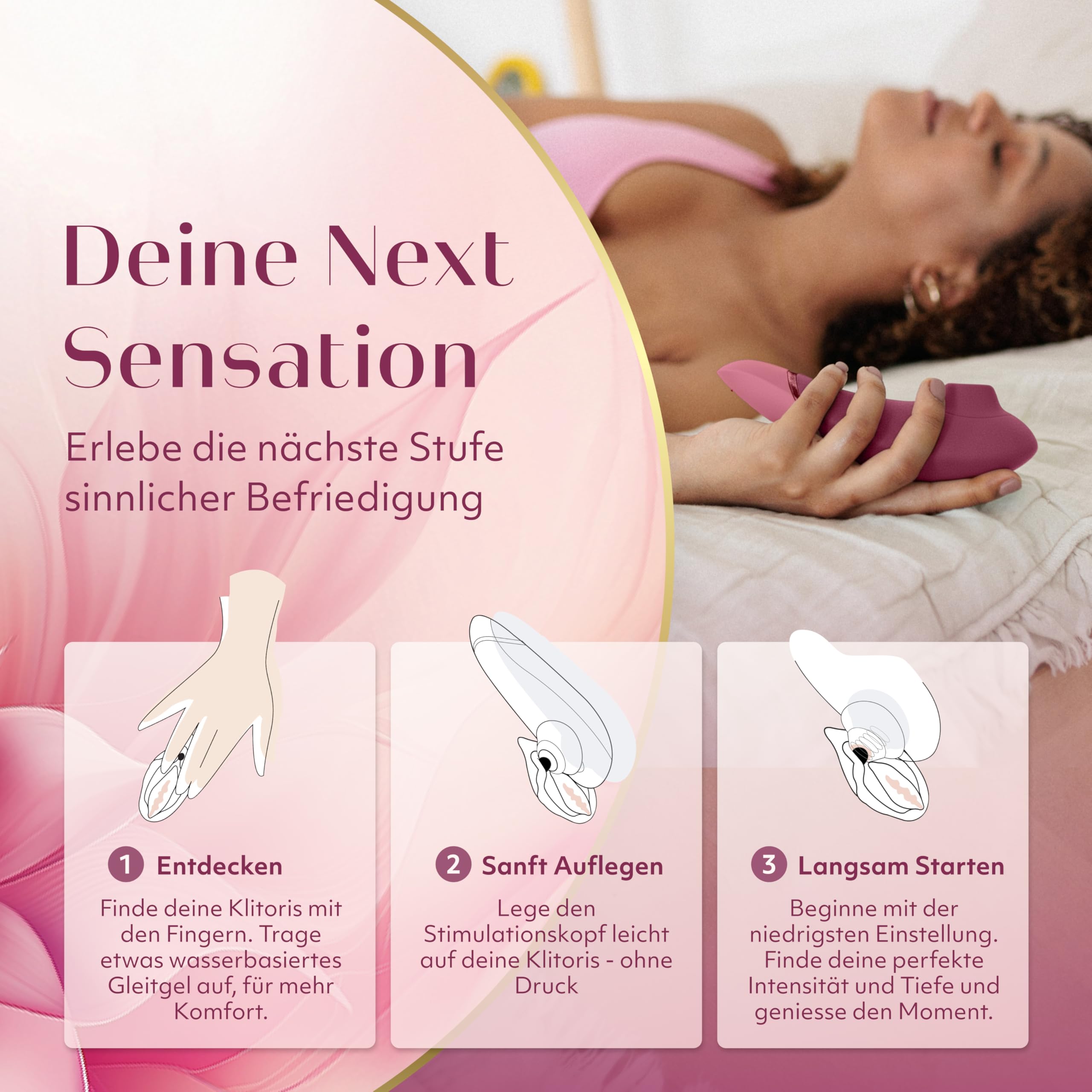 Womanizer Next 3D Pleasure Air Klitoris-Stimulator – Saugvibrator für Frauen – Vibrierendes Sexspielzeug für Erwachsene mit 14 Vibrationsmodi – Wasserdicht Klit-Sauger – Wiederaufladbar - Rosa