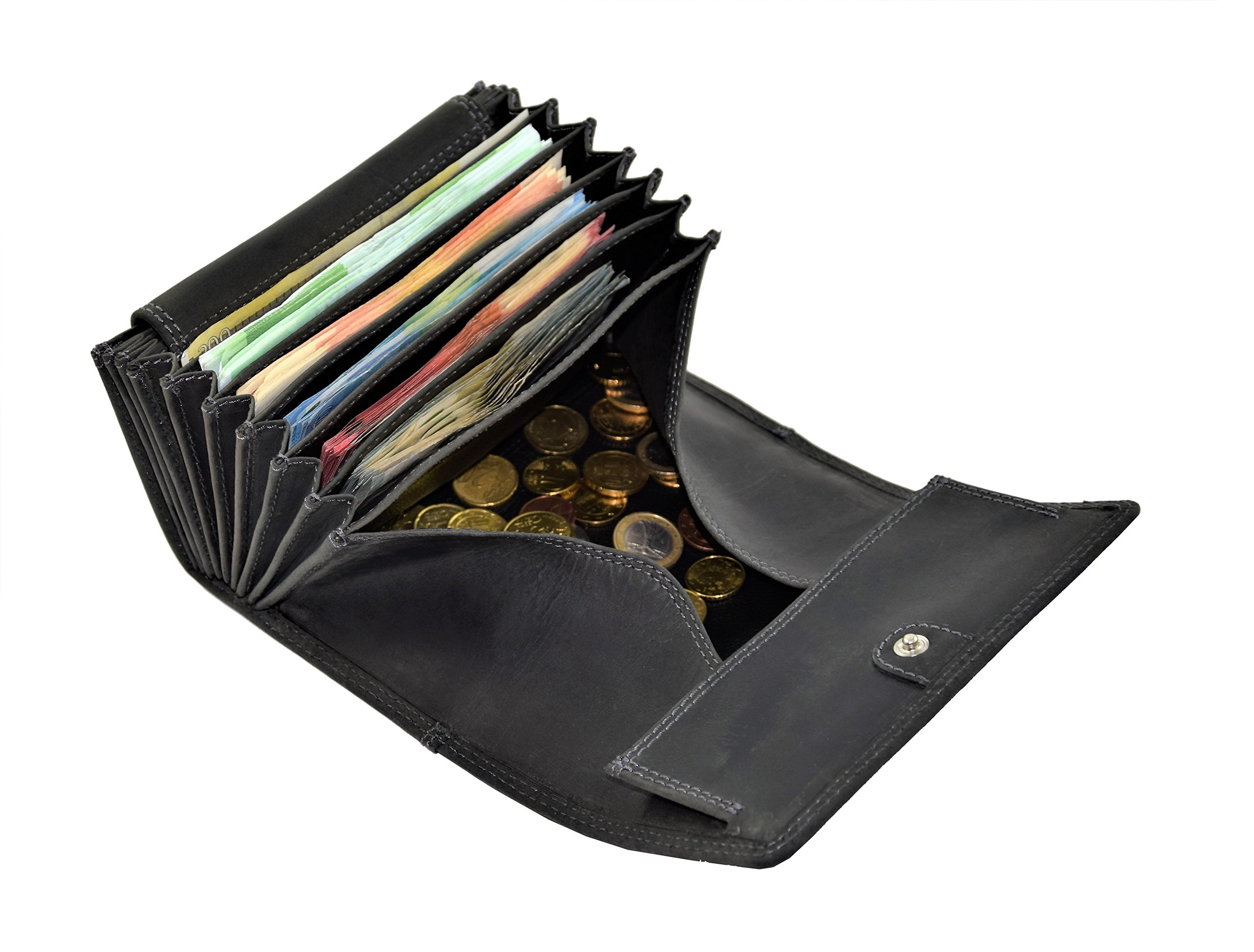 Menzo Set da cameriere professionale, in pelle, con doppia cucitura, in diversi colori e motivi