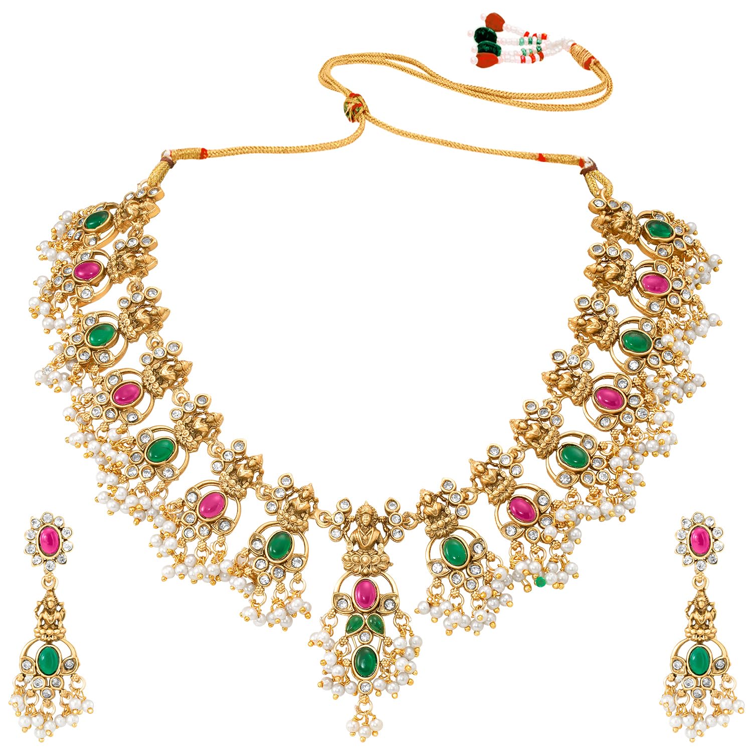 Peora Gold Plated White Kundan Studded Choker Necklace & Dangle Earrings Set Ethnic Traditional Jewellery for Women & Girls (B0CJ9HYG9Q) Amazon Price History, Amazon Price Tracker