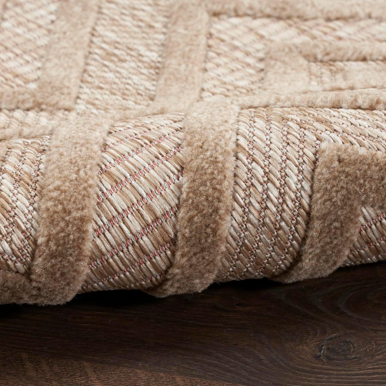 Natural Beige Diamond Flatweave 8' x 10' Indoor Outdoor Rug