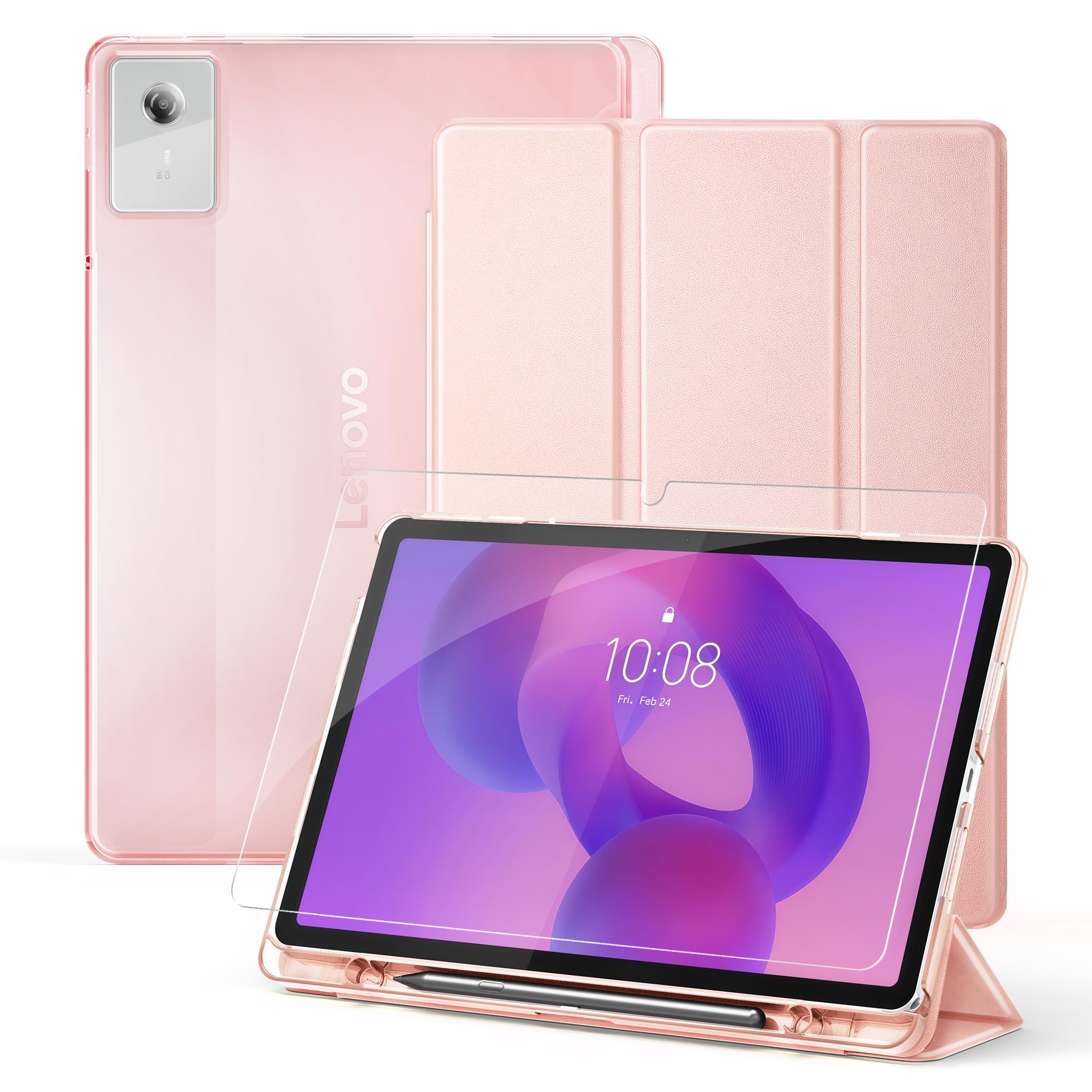 CACOE Funda para Lenovo Idea Tab de 11 pulgadas 2025 con película protectora - Ultra delgada con función de soporte, funda de piel sintética delgada, negra — view 10