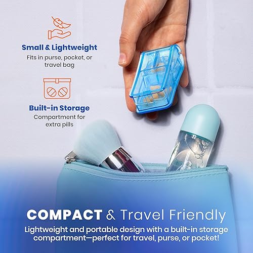 Miniatura 9 de Cortador de píldoras – Paquete de 3 – Trituradora de pastillas V-Grip y cortador para vitaminas, pastillas grandes y pequeñas, y medicamentos – (2)