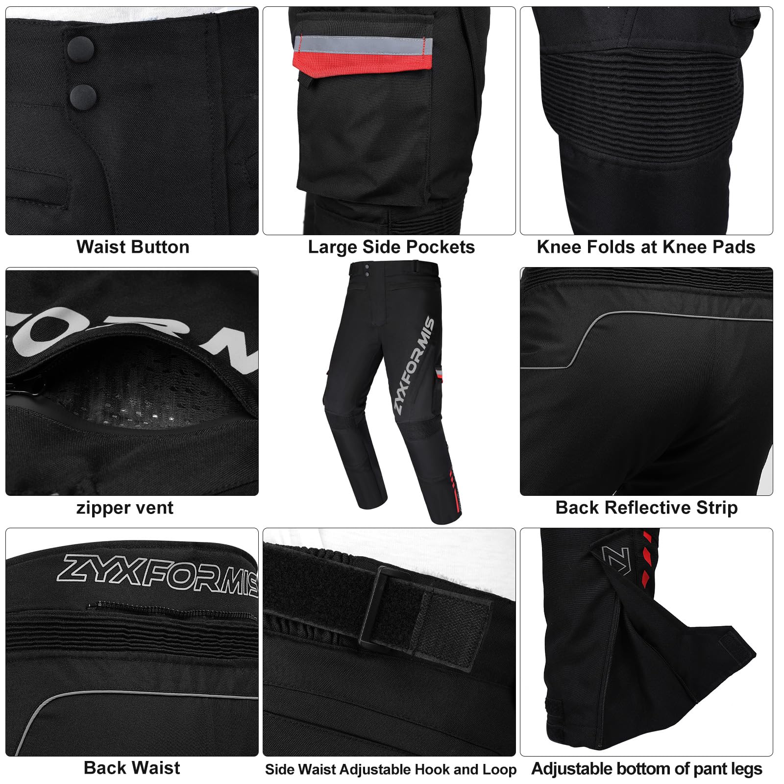 Pantaloni da Moto Uomo con Protezioni, Impermeabile Antivento Moto Biker Pantaloni protettivi con Sfoderabile Linning per Invernale/Estate