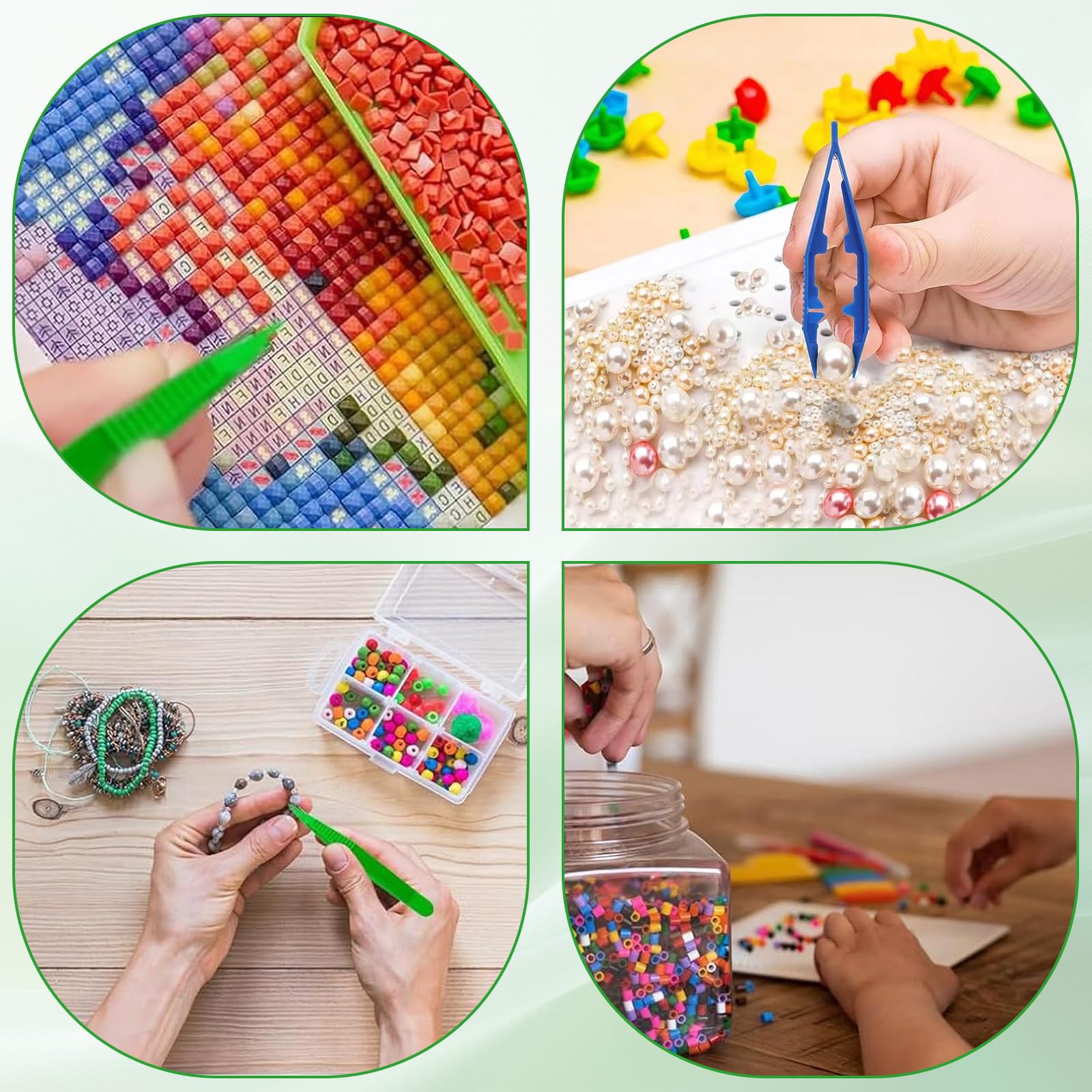 Pinzette per bambini, 10 pinzette colorate in plastica con perline di plastica, pinzette per fai da te, pinzette per primo soccorso, per perline di fusibile Perler, fai da te