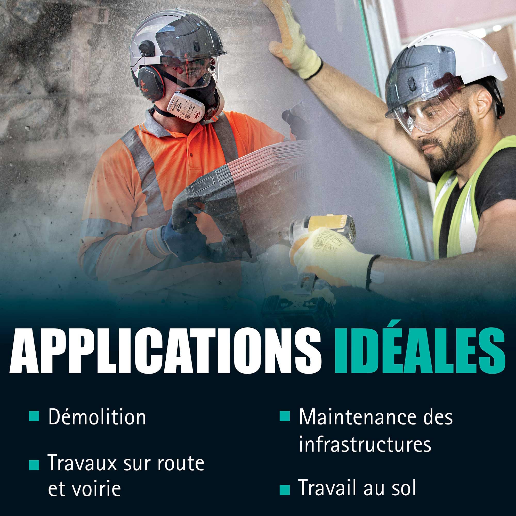 JSP Evo VISTALENS Casque de sécurité avec Lunettes intégrées - Aéré - Blanc/Fumé - Casque Chantier avec visière de Protection pour démolition, Industrie & travaux Routiers - en 397
