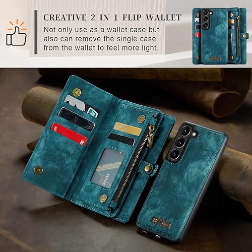 Miniatura 87 de SZHAIYU 2 in 1 Detachable for Samsung Galaxy S23 Ultra Wallet Case with Card Holder, Retro Premium Flip Leather Cover Magnetic Zipper Pocket Phone