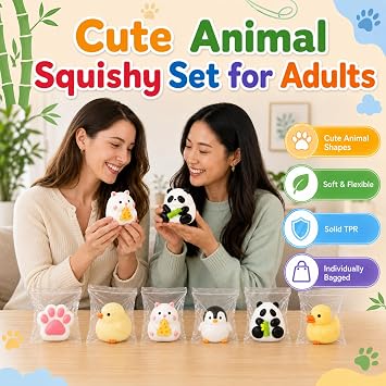6Pcs Taba Squishy Toys Set, Cute Animal Fufu Squeeze Toys for Adults