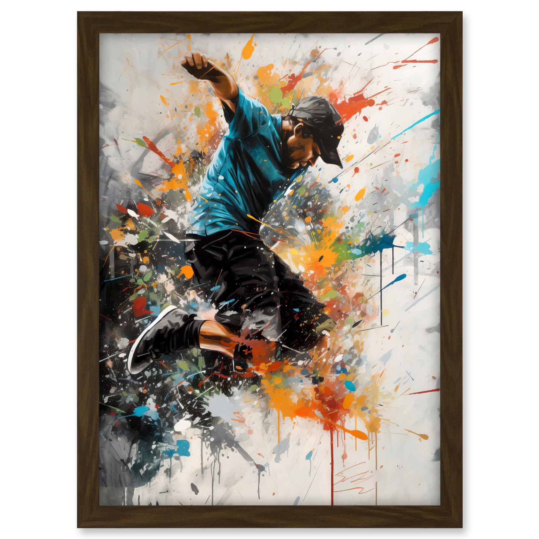 Artery8 Parkour Jump Urban Sport Paint Splat Action Shot Artwork Framed A3 Wall Art Print