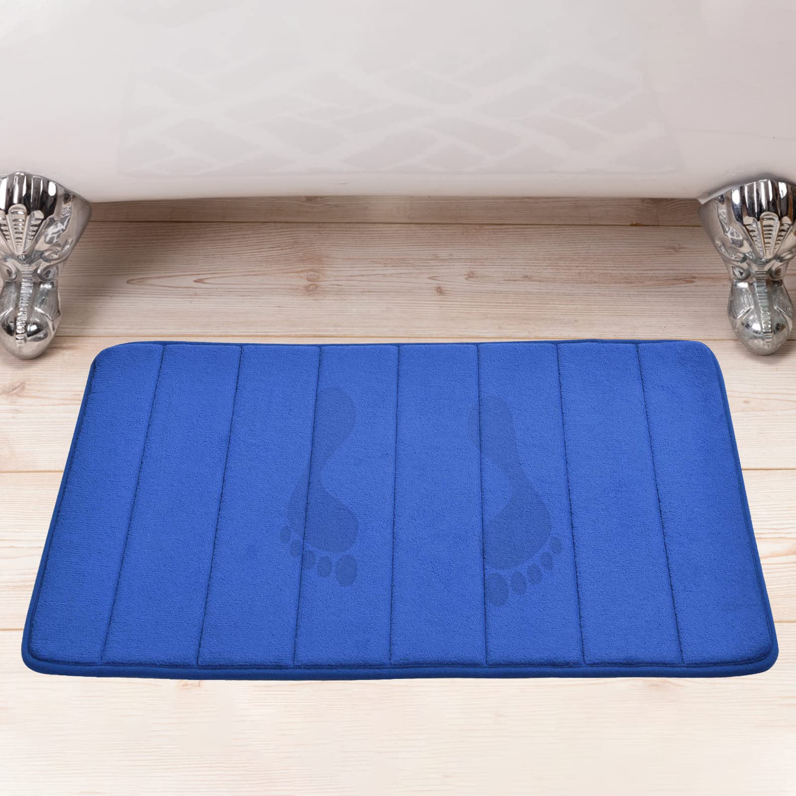 Rainberg Memory Foam Bathmat Non-slip Bath Rug, Soft Absorbent, Quick-drying, Machine Washable, Bathroom Floor Mat. (Blue, 50x80cm)