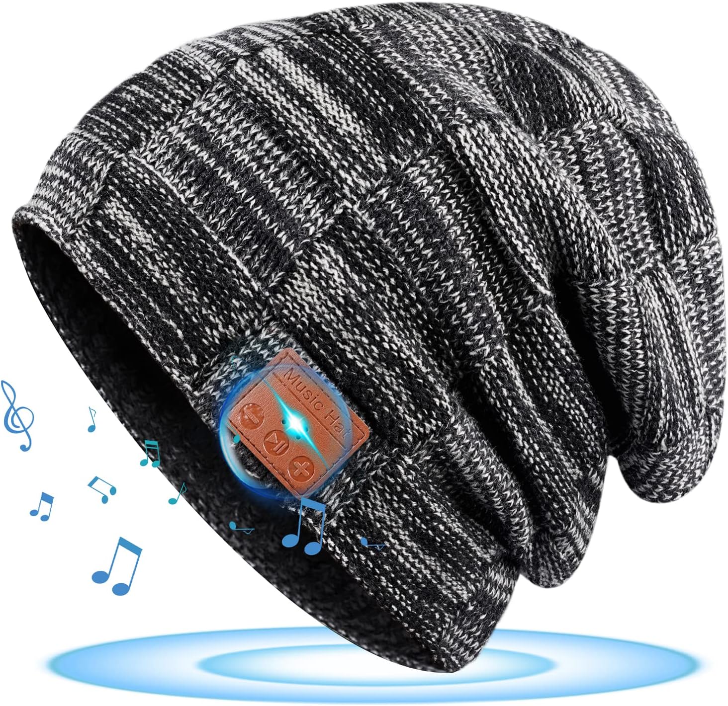 Bluetooth Beanie Hat Mens Gifts Christmas Stocking Fillers for Teenagers Boys Adults Music Hat with Headphones Secret Santa Gifts Cool Gadgets Tech Gifts Hiking Cycling Gifts Dad Him, Black, One Size