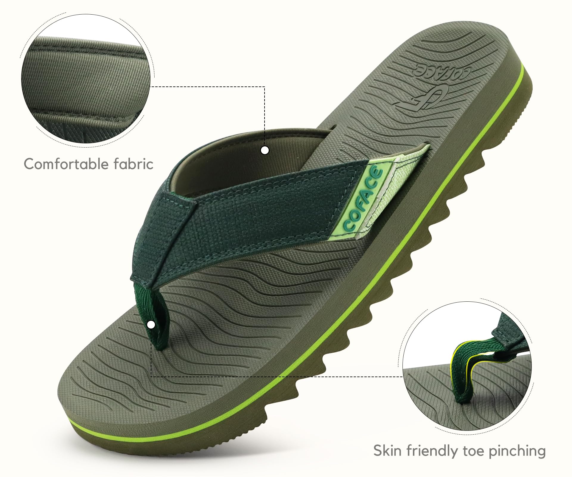 COFACE Tongs Homme Mode Confortable Sandales Soutien été Flip Flop Chaussures de Plage Piscine