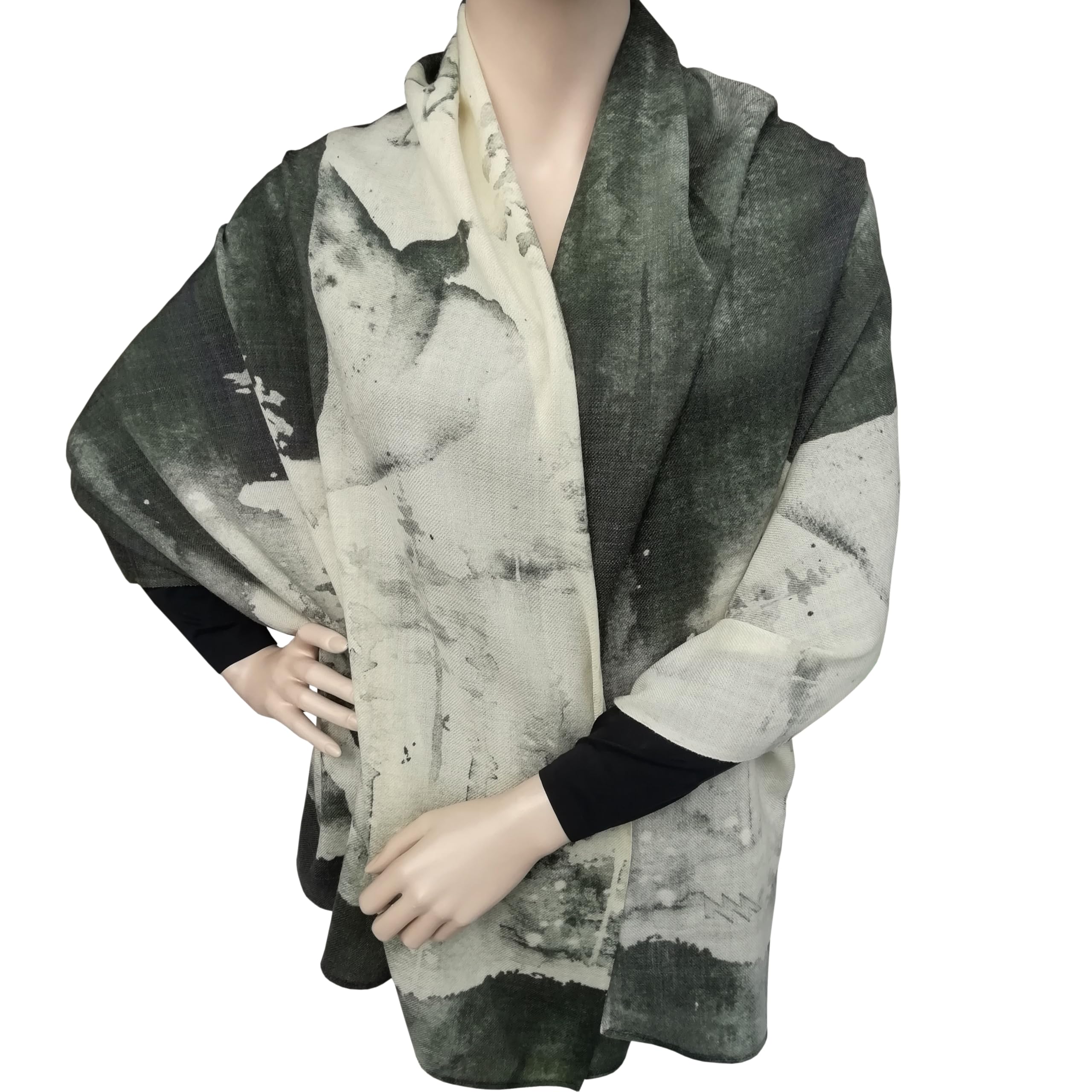 Alexandra Maxa Unisex Wollschal aus 100% Schurwolle – warmes Trachten- & Outdoor-Accessoire mit modernem Hirsch- oder Alpenmotiv – ideal für Lodenjacke, Jagd & Winter