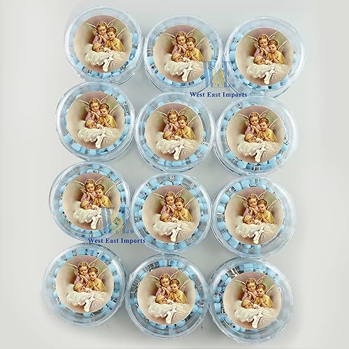 Miniatura 6 de Rosario azul perfumado para bautismo para bebé niño, 12 rosarios de madera con caja de regalo individual y bolsasRecuerdos de mi Bautizo