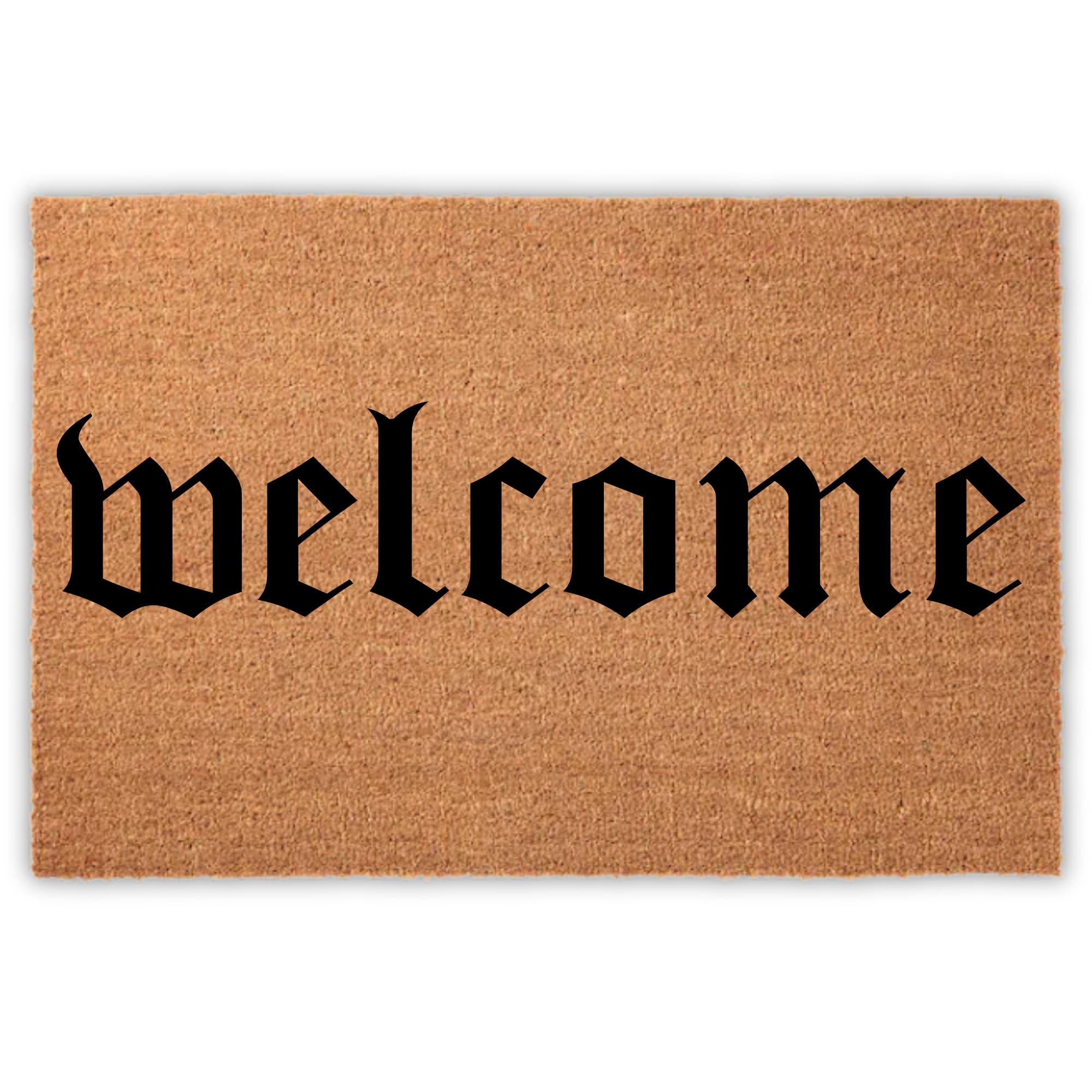 Natural Coir Doormat with Non-Slip Backing - Outdoor/Indoor - Welcome Mats - Natural - Warm Greeting - Goth Letters - Welcome Doormat - Door Mat