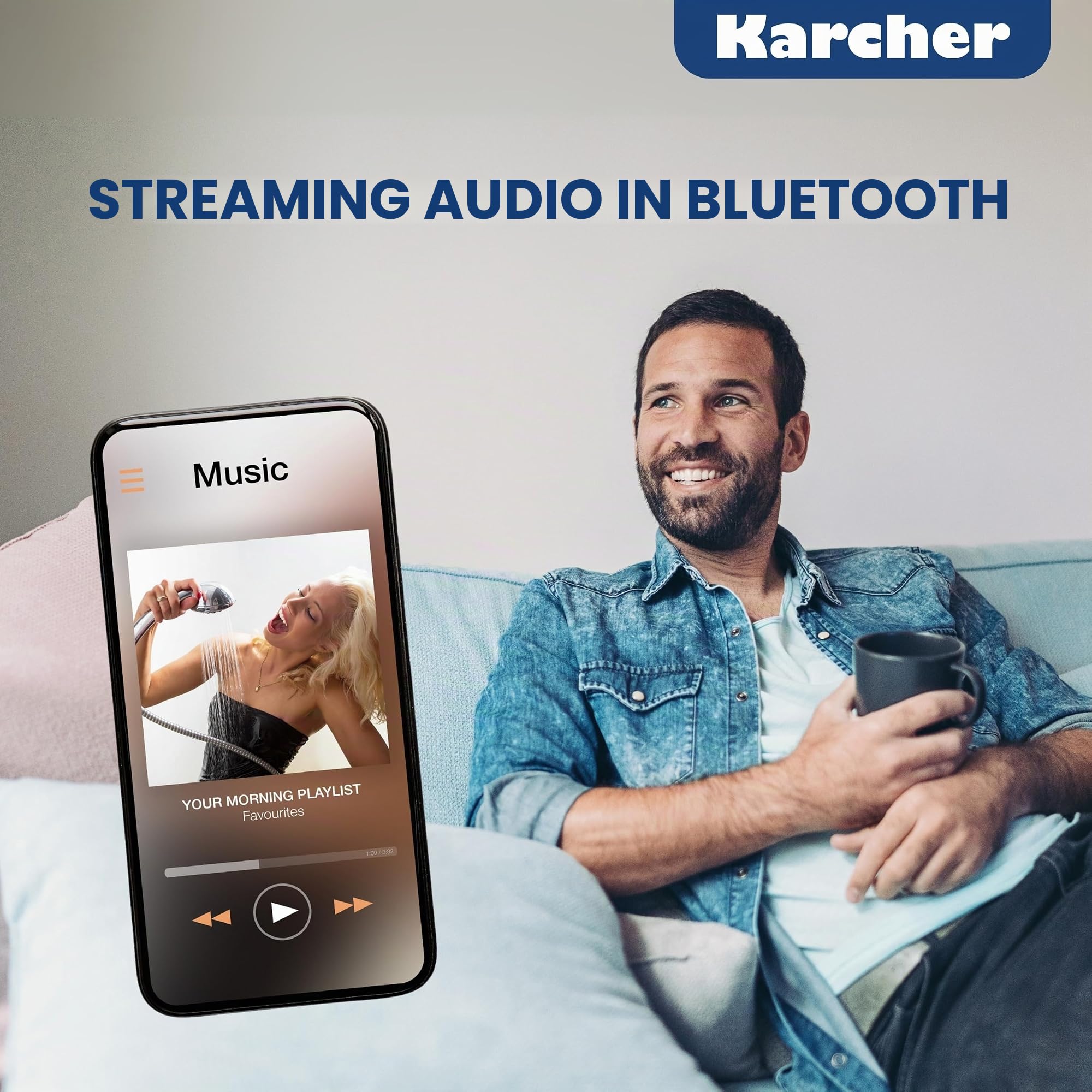 Karcher MC 6475D - Impianto stereo compatto con lettore CD, radio DAB+ / FM, Bluetooth 5.4, riproduzione MP3 tramite USB/AUX, centro musicale con 20 Watt RMS, sveglia e telecomando