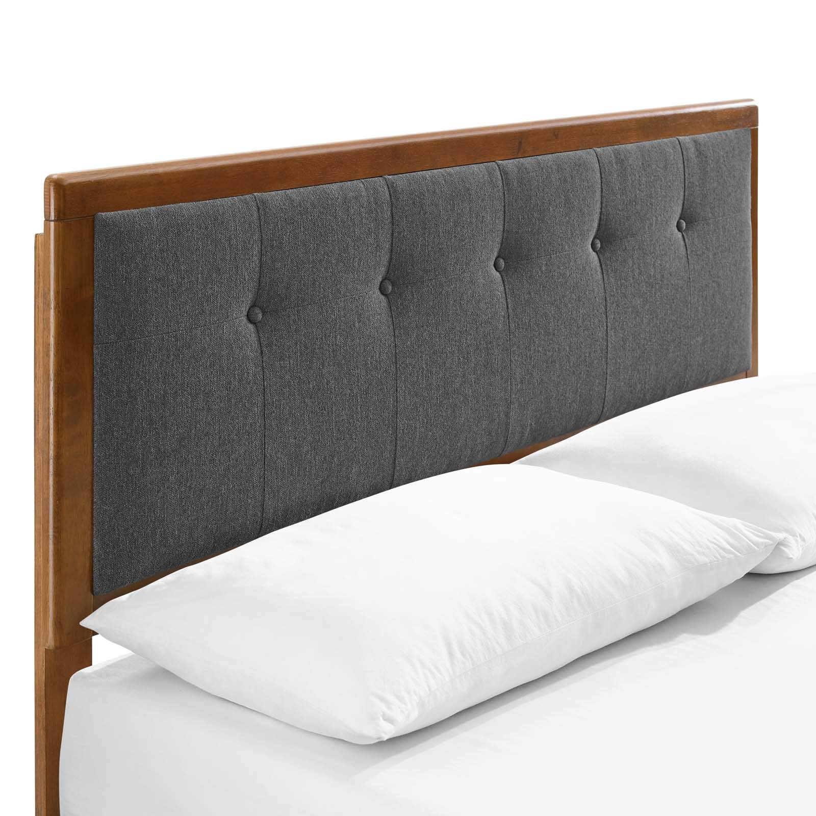 MOD-6637-WAL-CHA - Cama de plataforma de madera de sauce con patas abiertas, color carbón de nogal 6