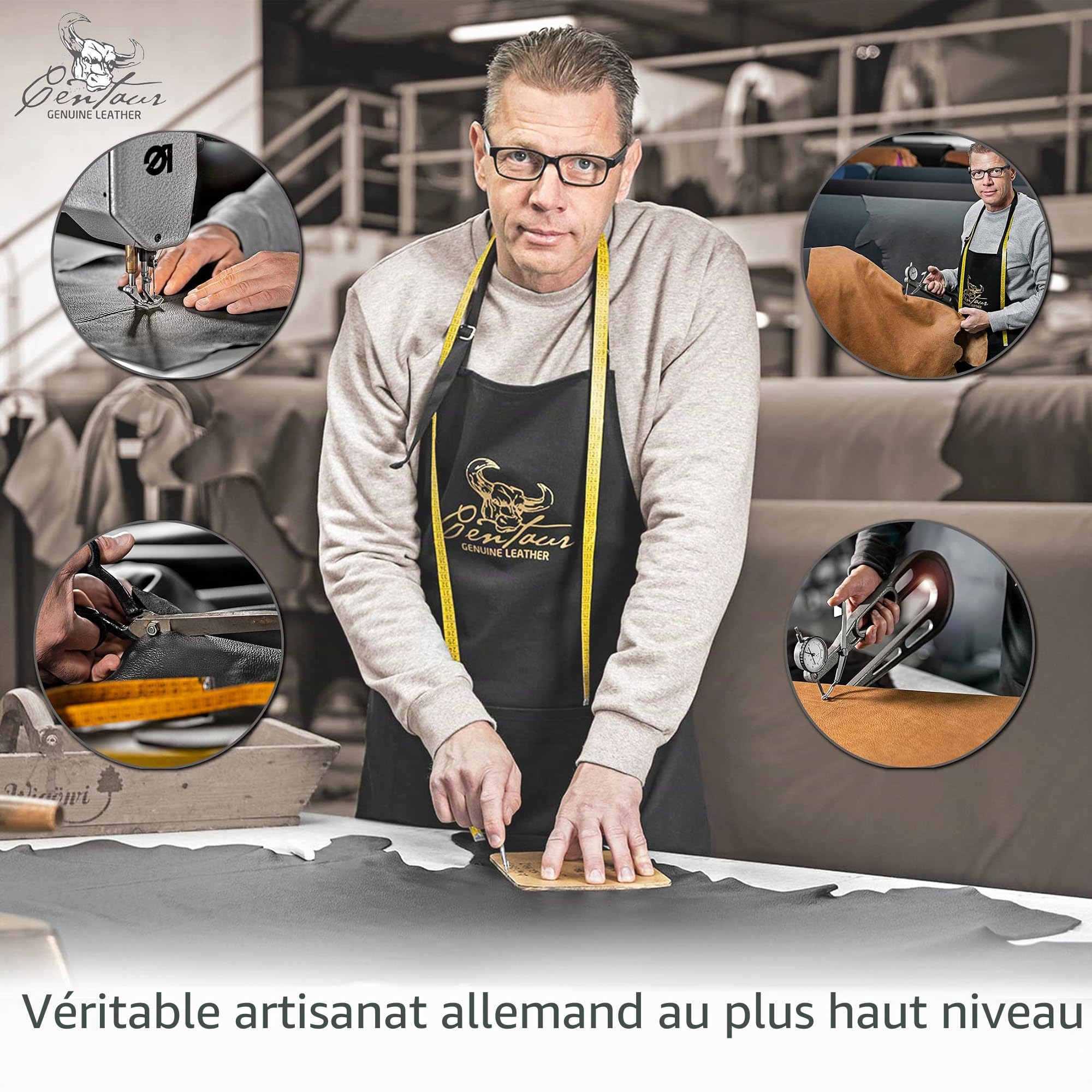 Centaur - Sous-main en cuir de haute qualité avec protection des bords à 90° - noisette 55x80 cm - idéal pour le bureau et la maison - Sous-main facile à entretenir