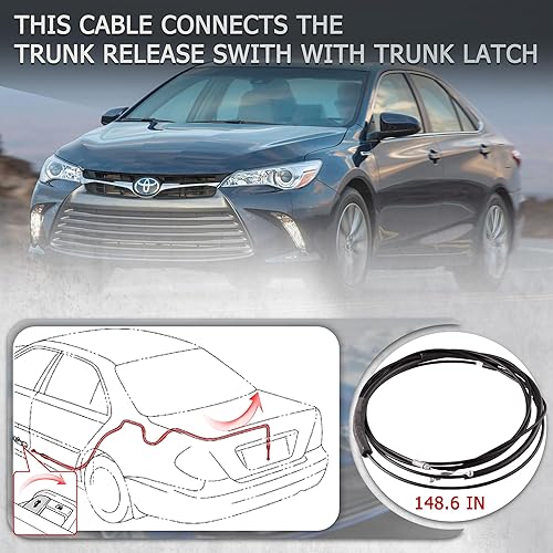 Miniatura 8 de Cable de liberación del pestillo de bloqueo del tronco de alimentación compatible con Toyota Corolla 2009-2013 cable troncal de repuesto