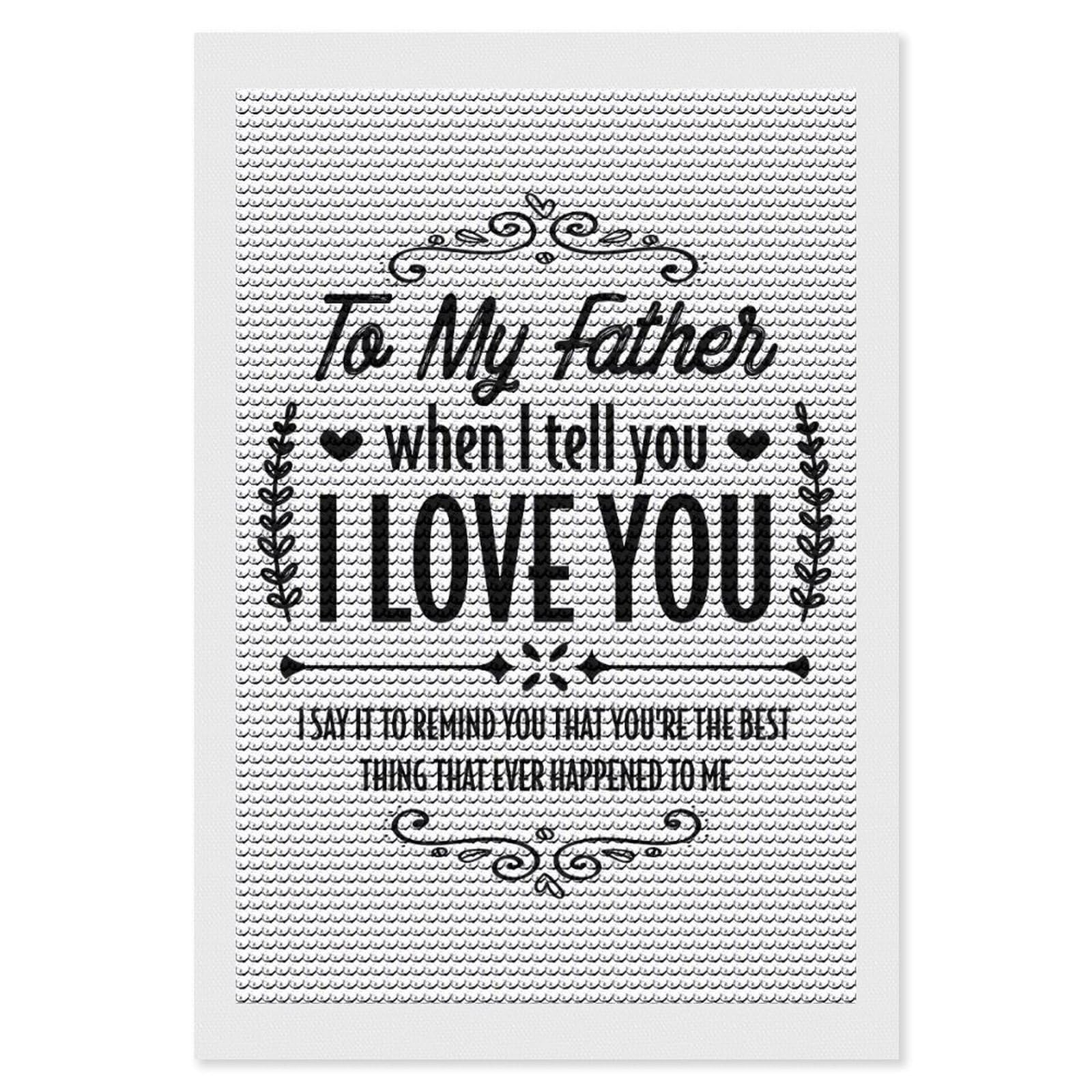 Junmoney Father Best Thing Ever Diamond Art Canvas 8"x12", Decorate Your Room, Mindful Craft Activity, Cosy Home Accent, Thoughtful Handmade Gift