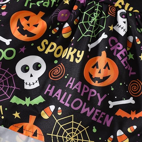 Miniatura 6 de Conjunto de falda de manga larga con volantes y diadema para bebé recién nacida con estampado de calabaza y diadema