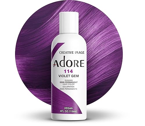 Adore Tinte semipermanente morado para el cabello, vegano y libre de crueldad, 4 onzas líquidas, 114 Violet Gem (paquete de 1)
