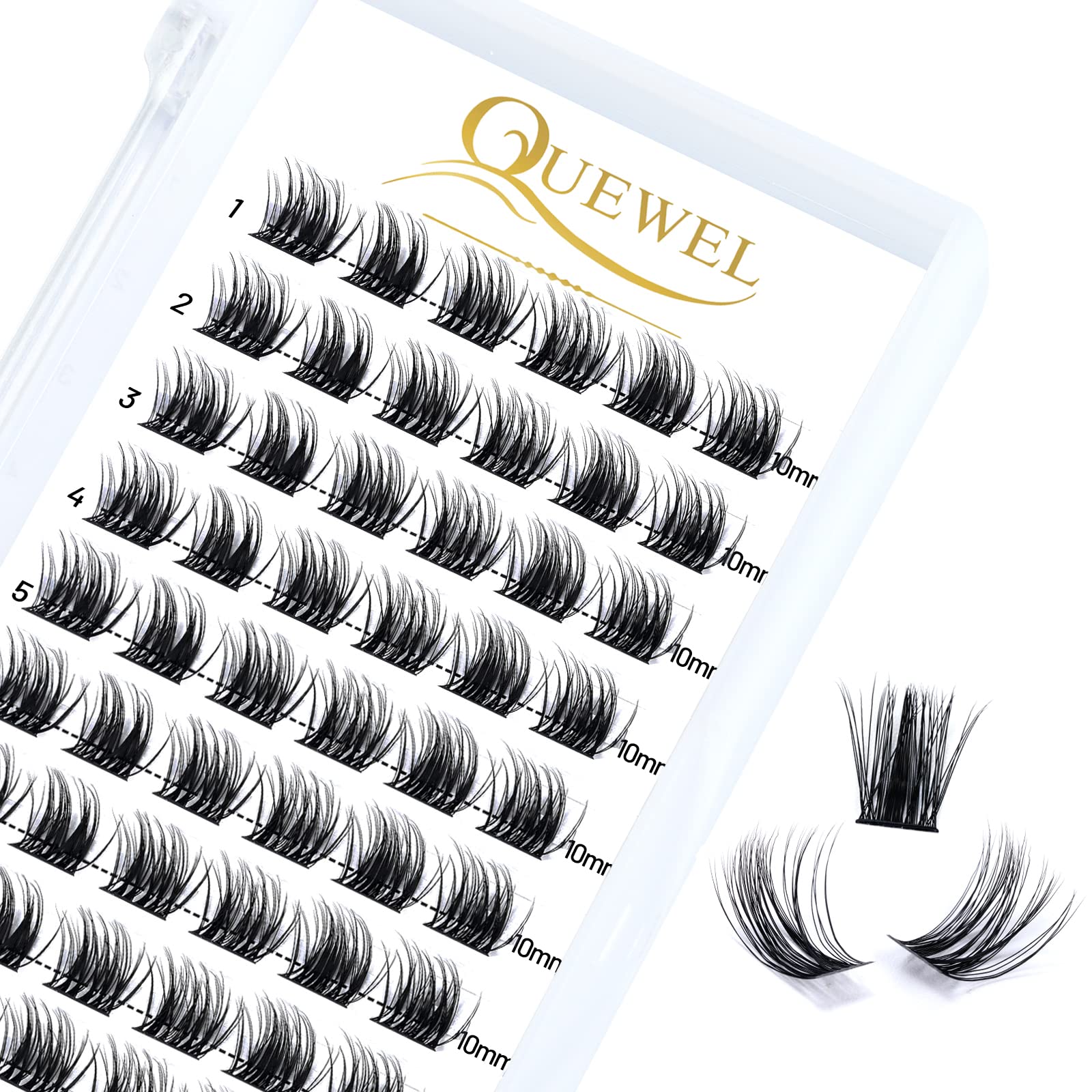 QUEWEL DIY Cluster Lashes - Individual Volume False Eyelashes, Soft & Light, Segmented, For Makeup Home Use (Honey01-D-MIX8-16mm) — view 16
