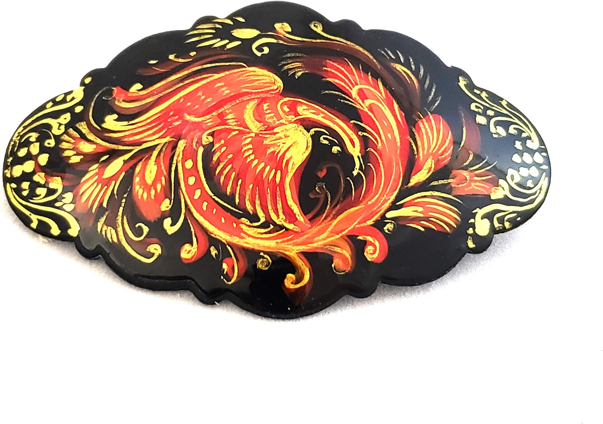 Large Hair Clip Hand Painted Barrette with Firebird